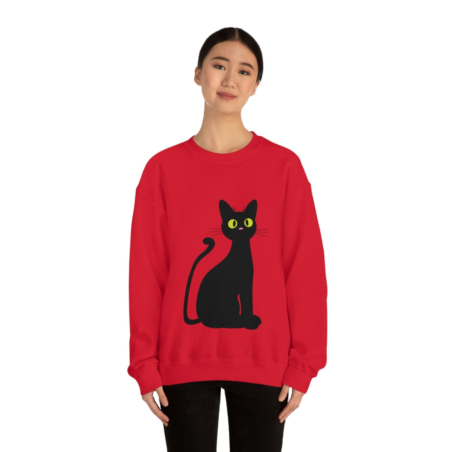 Funny Anime Black Cat Unisex Heavy Blend™ Crewneck Sweatshirt Ichaku [Perfect Gifts Selection]