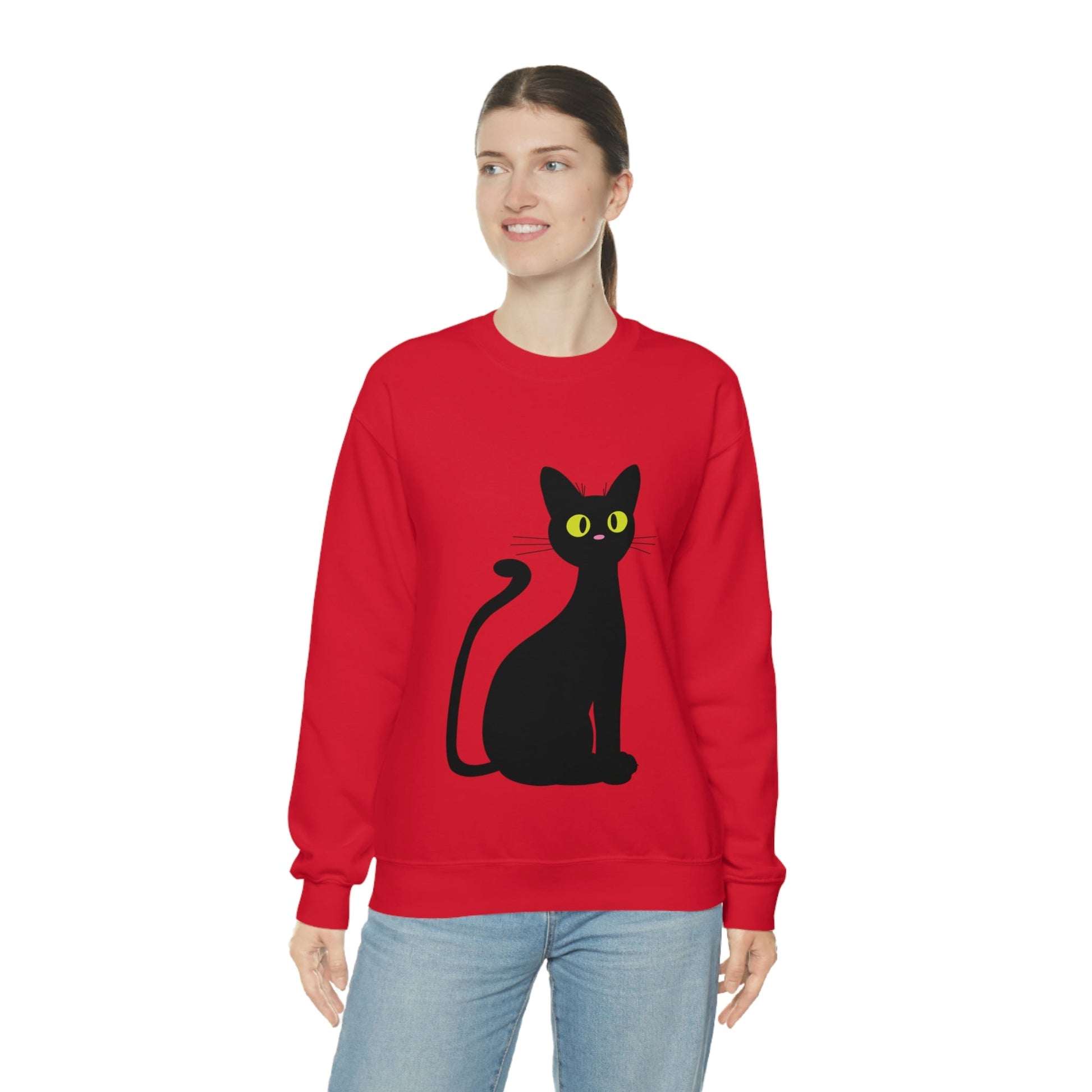 Funny Anime Black Cat Unisex Heavy Blend™ Crewneck Sweatshirt Ichaku [Perfect Gifts Selection]