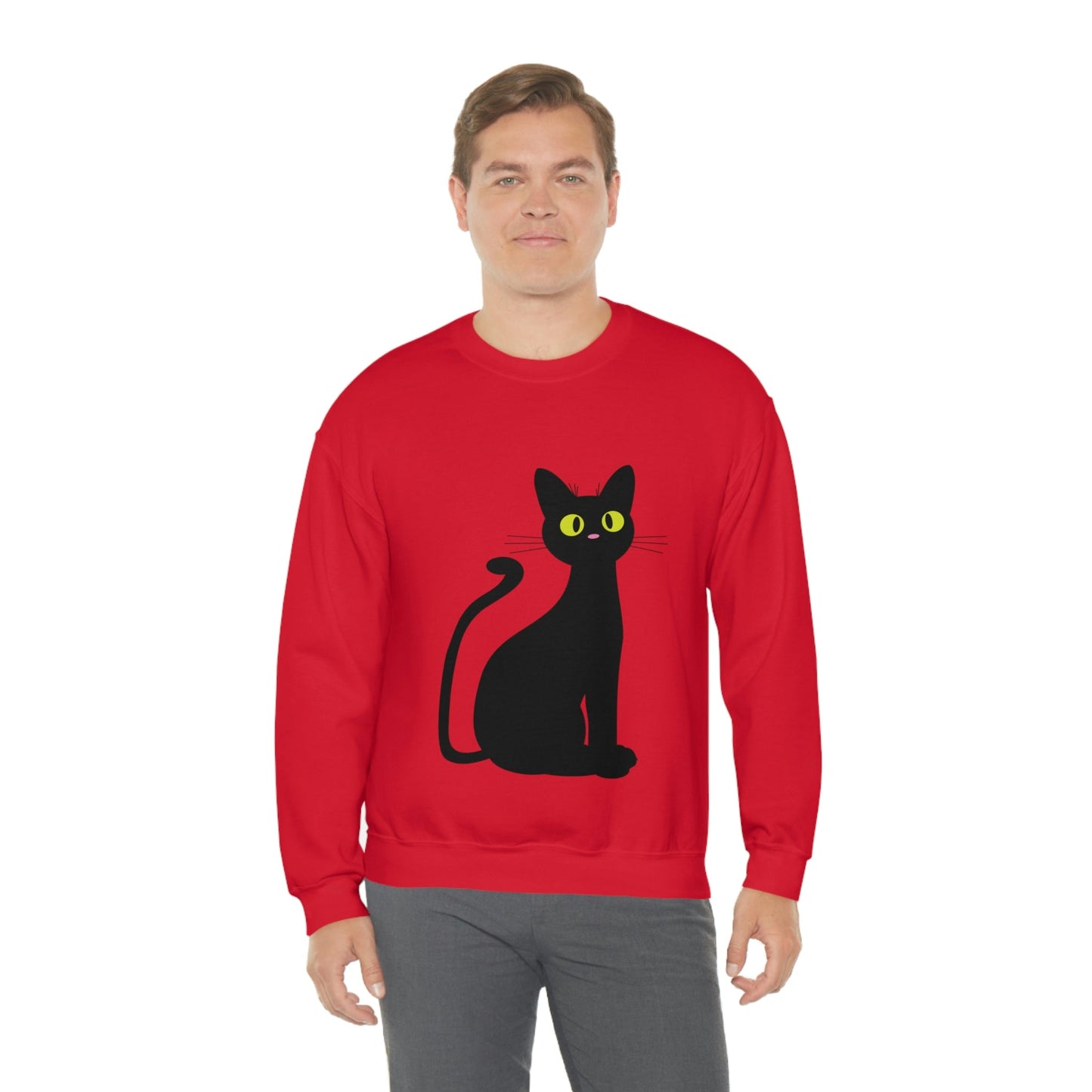 Funny Anime Black Cat Unisex Heavy Blend™ Crewneck Sweatshirt Ichaku [Perfect Gifts Selection]