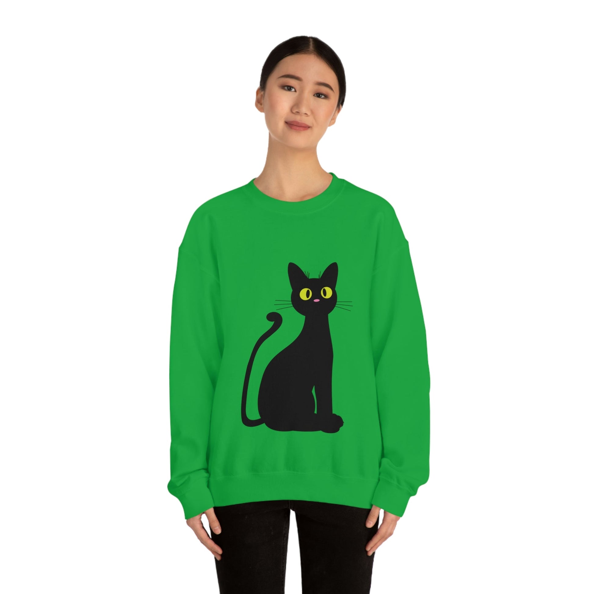 Funny Anime Black Cat Unisex Heavy Blend™ Crewneck Sweatshirt Ichaku [Perfect Gifts Selection]