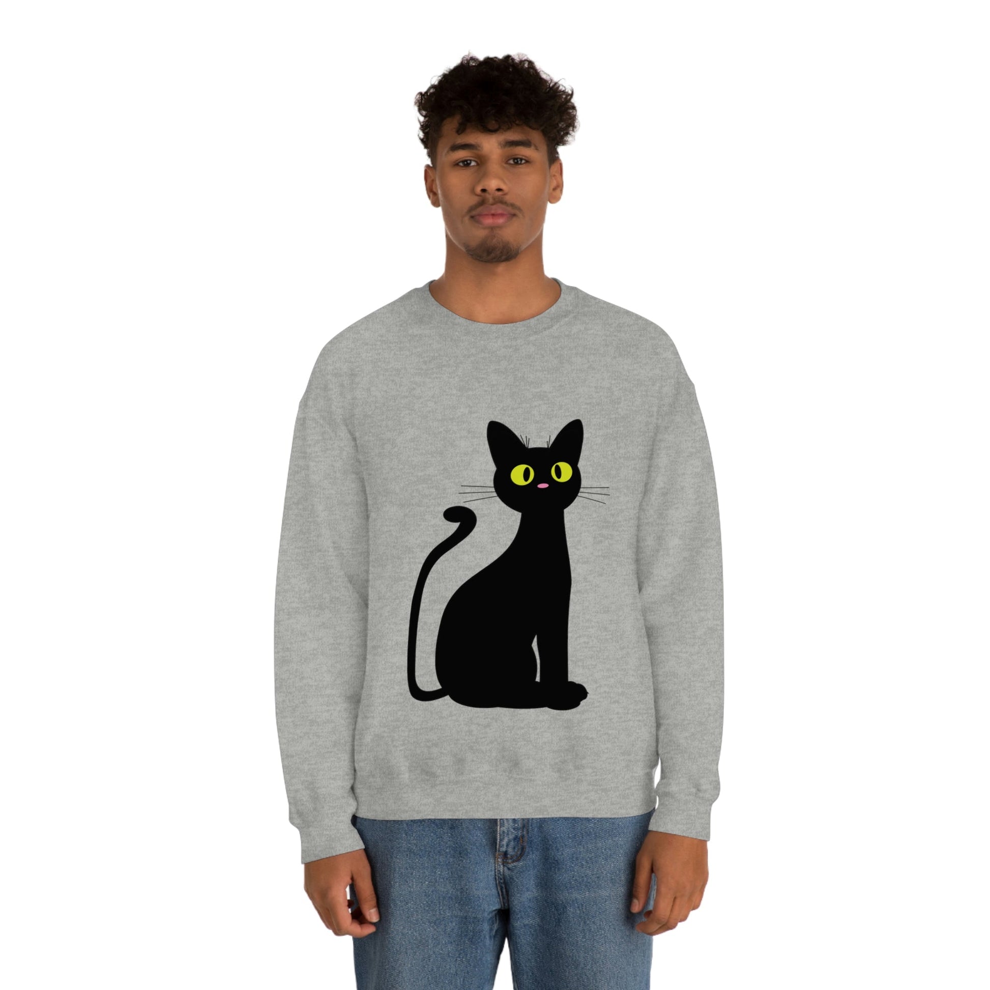 Funny Anime Black Cat Unisex Heavy Blend™ Crewneck Sweatshirt Ichaku [Perfect Gifts Selection]