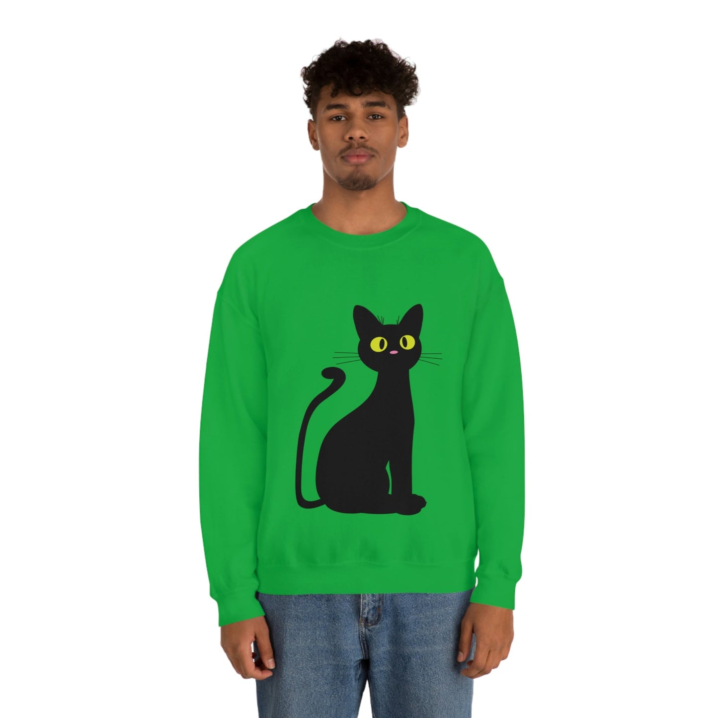 Funny Anime Black Cat Unisex Heavy Blend™ Crewneck Sweatshirt Ichaku [Perfect Gifts Selection]