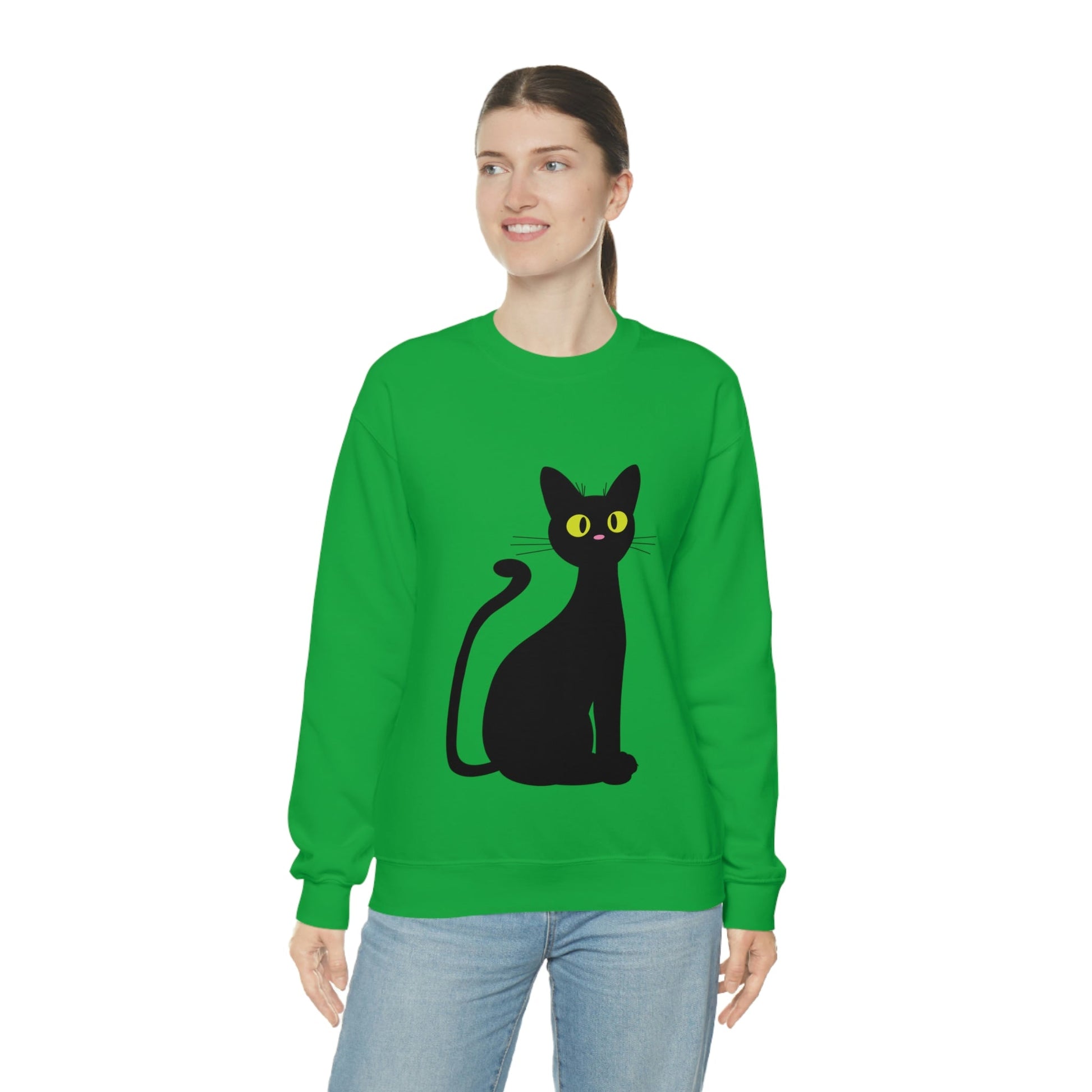 Funny Anime Black Cat Unisex Heavy Blend™ Crewneck Sweatshirt Ichaku [Perfect Gifts Selection]