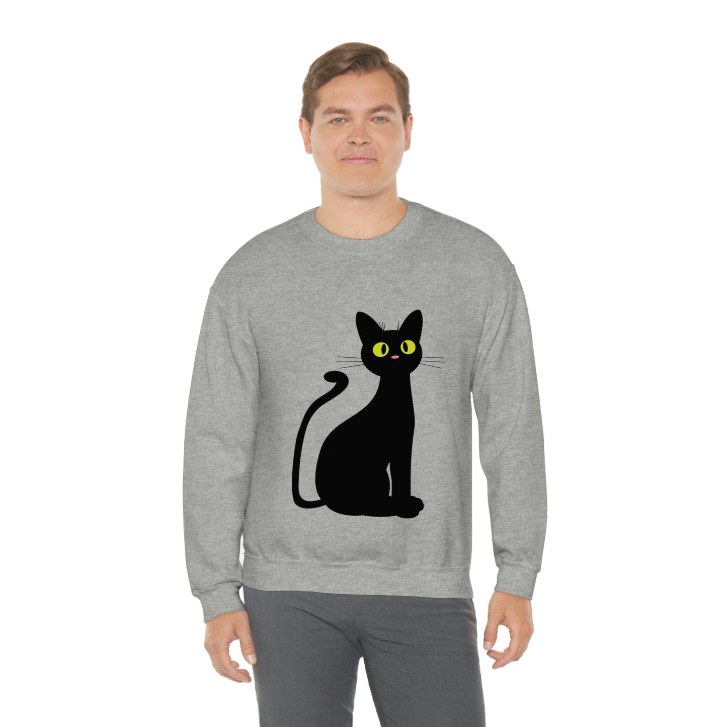 Funny Anime Black Cat Unisex Heavy Blend™ Crewneck Sweatshirt Ichaku [Perfect Gifts Selection]