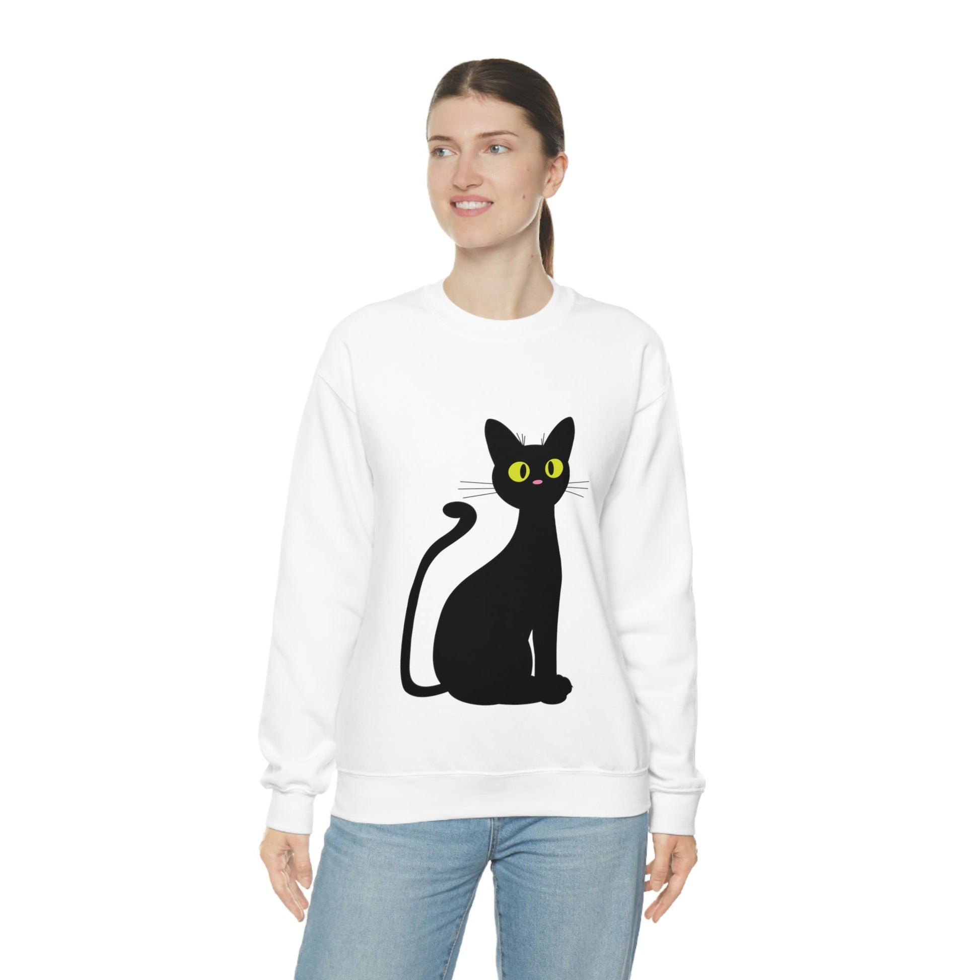 Funny Anime Black Cat Unisex Heavy Blend™ Crewneck Sweatshirt Ichaku [Perfect Gifts Selection]