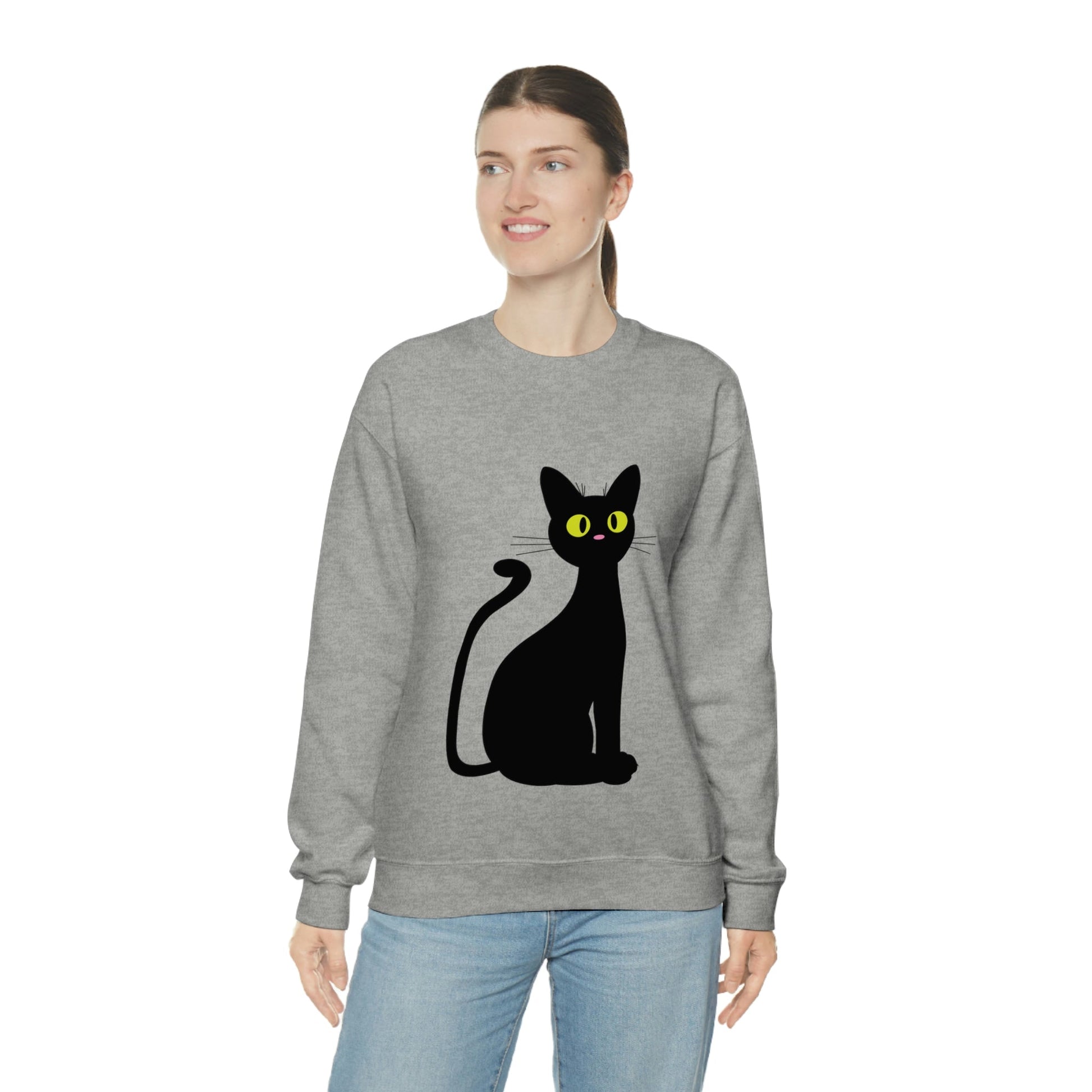 Funny Anime Black Cat Unisex Heavy Blend™ Crewneck Sweatshirt Ichaku [Perfect Gifts Selection]