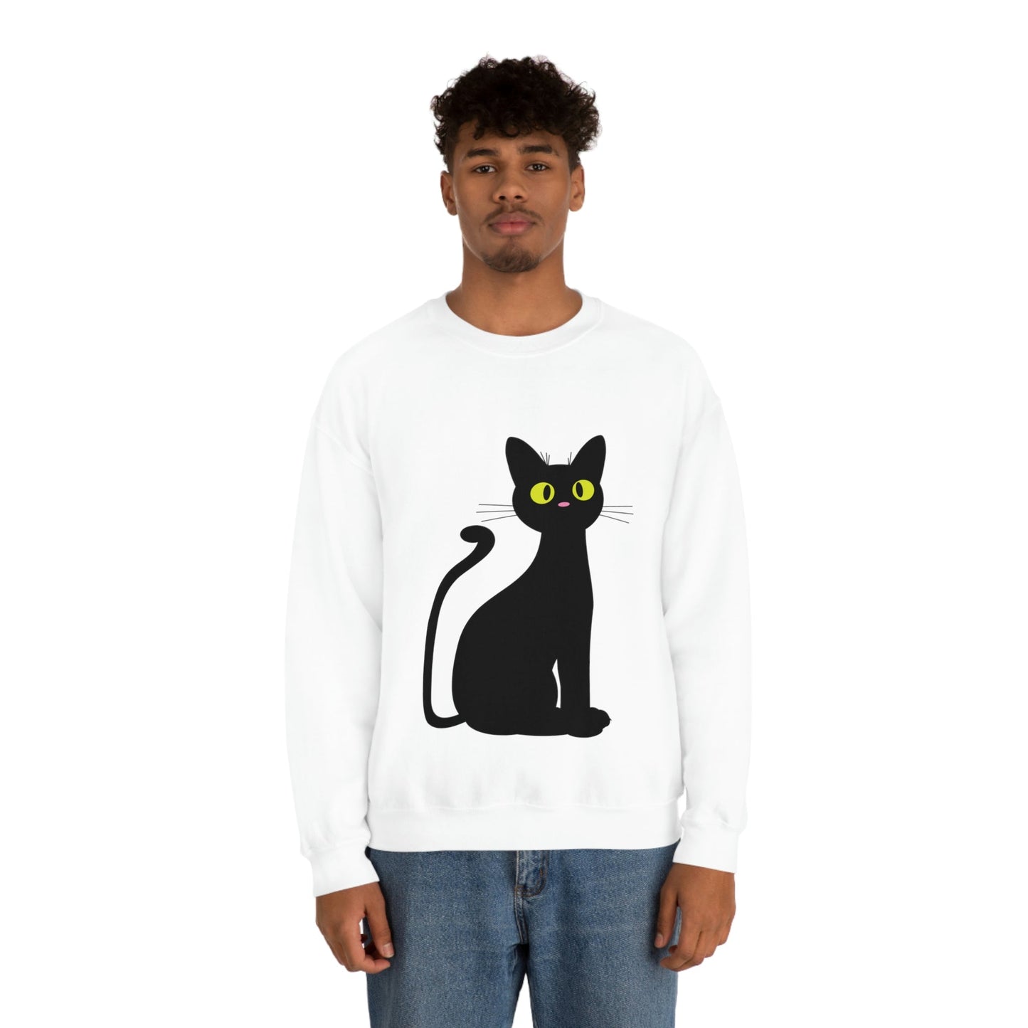 Funny Anime Black Cat Unisex Heavy Blend™ Crewneck Sweatshirt Ichaku [Perfect Gifts Selection]