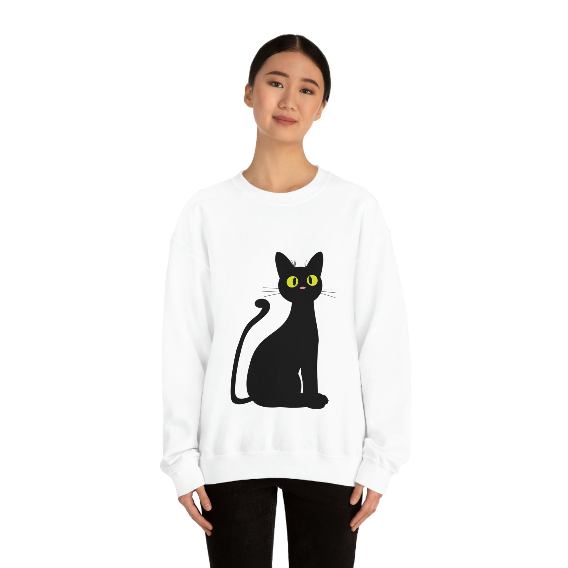 Funny Anime Black Cat Unisex Heavy Blend™ Crewneck Sweatshirt Ichaku [Perfect Gifts Selection]