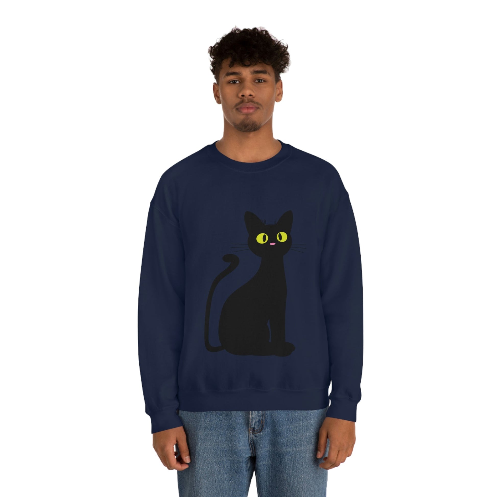 Funny Anime Black Cat Unisex Heavy Blend™ Crewneck Sweatshirt Ichaku [Perfect Gifts Selection]