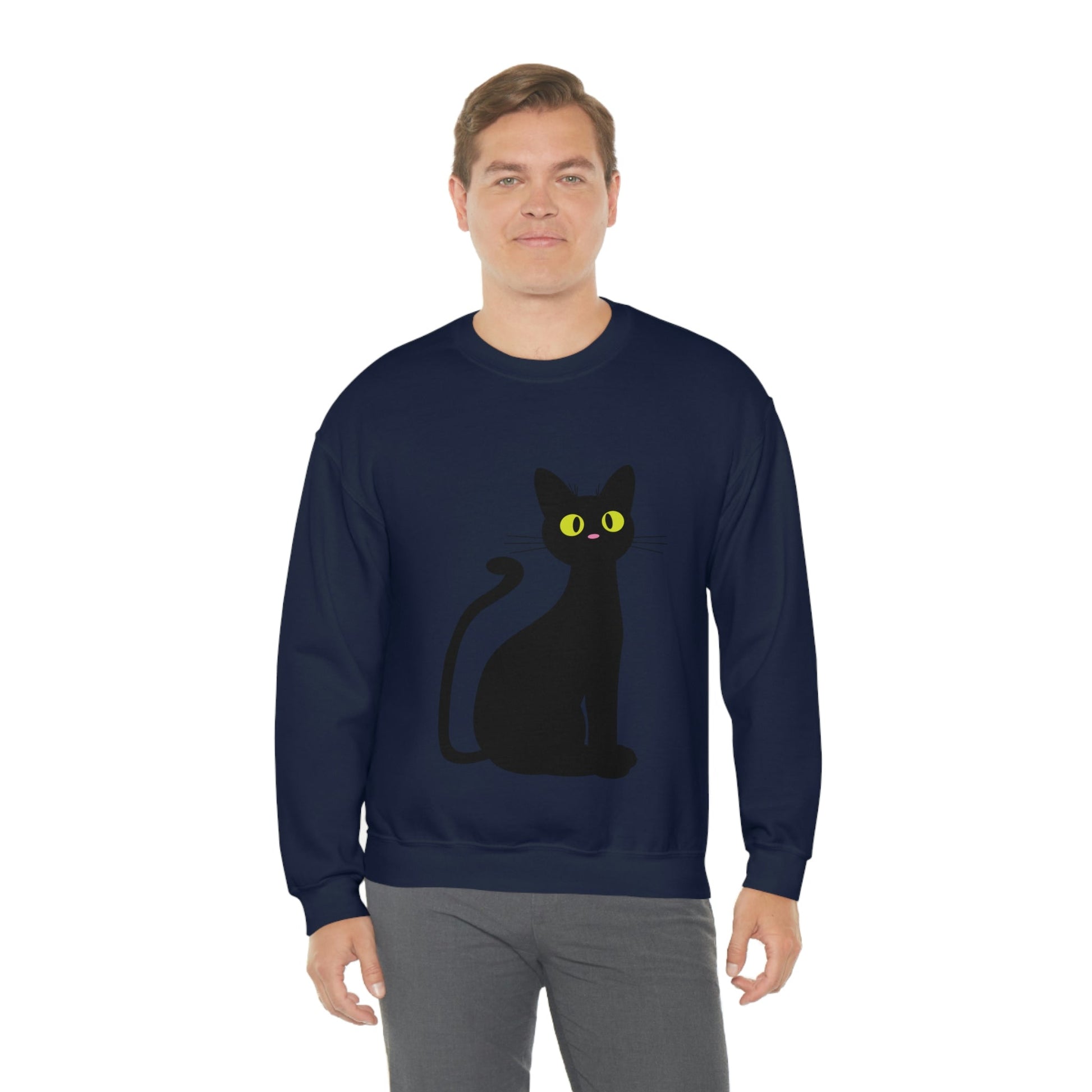 Funny Anime Black Cat Unisex Heavy Blend™ Crewneck Sweatshirt Ichaku [Perfect Gifts Selection]