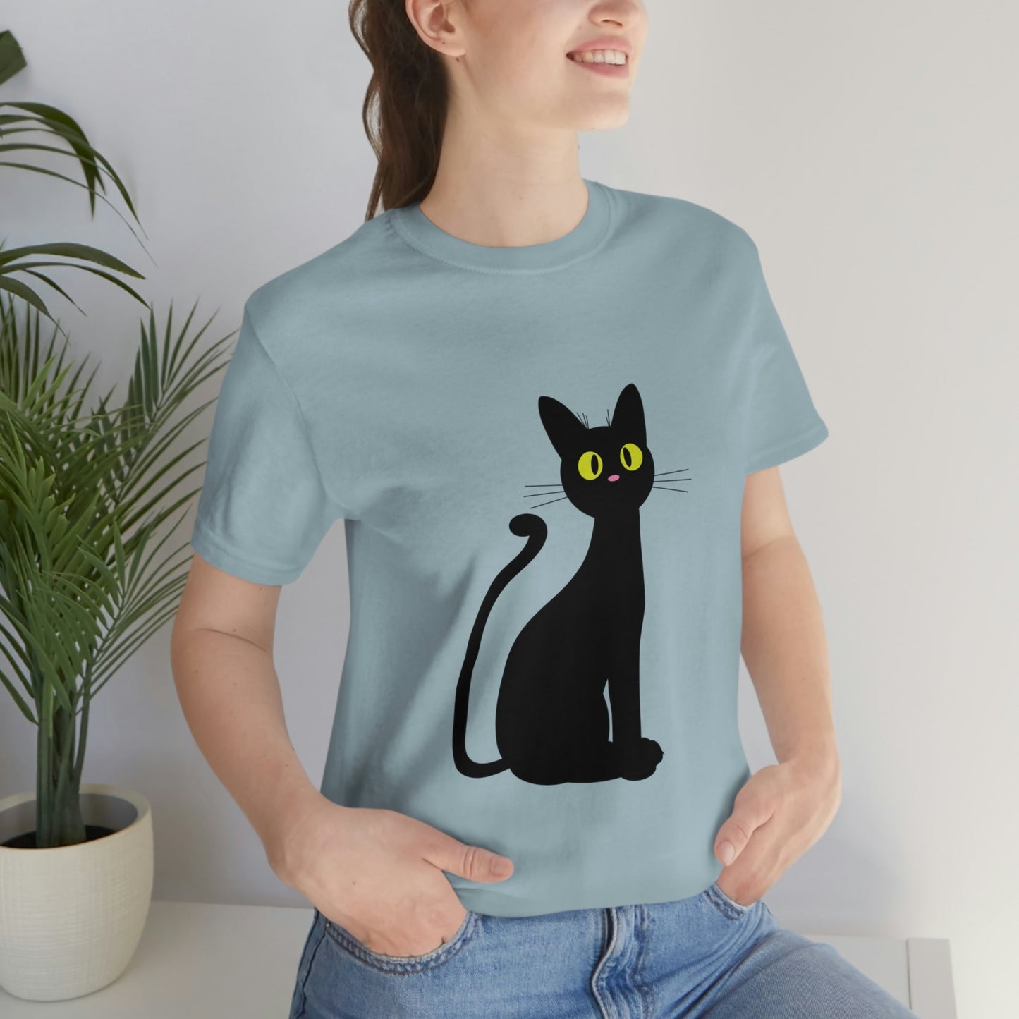 Funny Anime Black Cat Unisex Jersey Short Sleeve T-Shirt Ichaku [Perfect Gifts Selection]