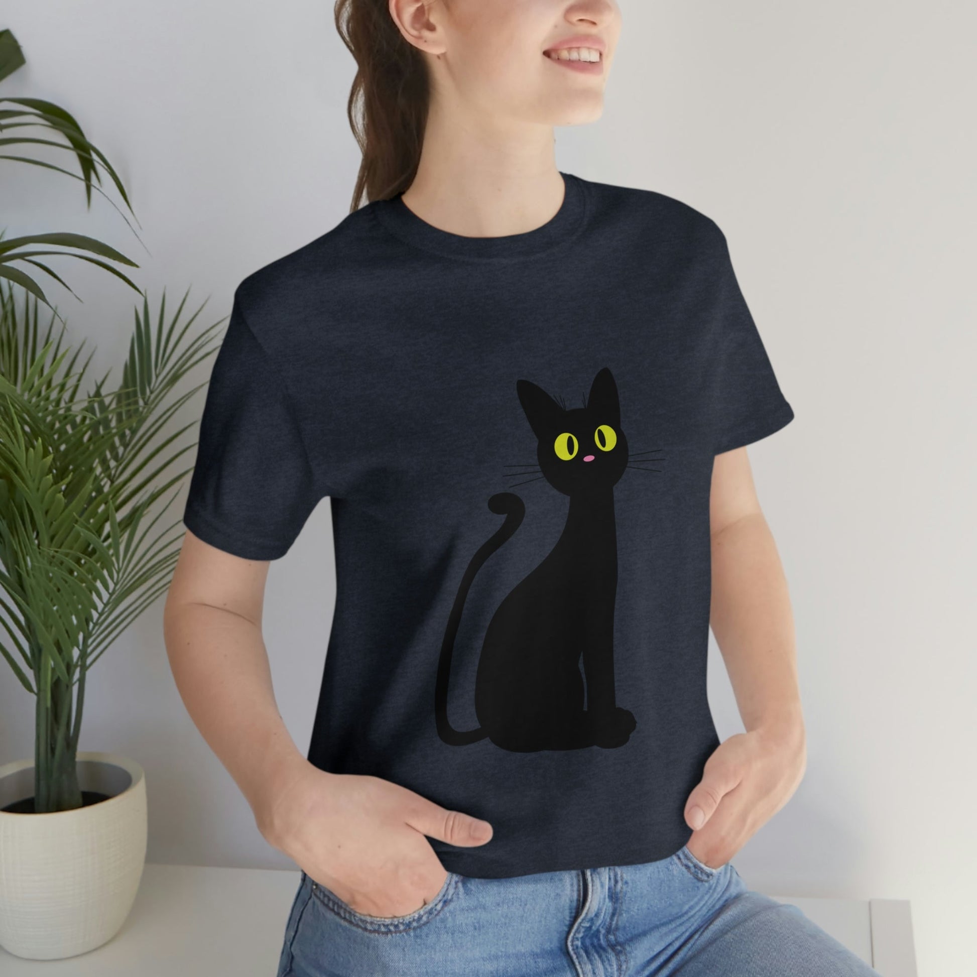 Funny Anime Black Cat Unisex Jersey Short Sleeve T-Shirt Ichaku [Perfect Gifts Selection]