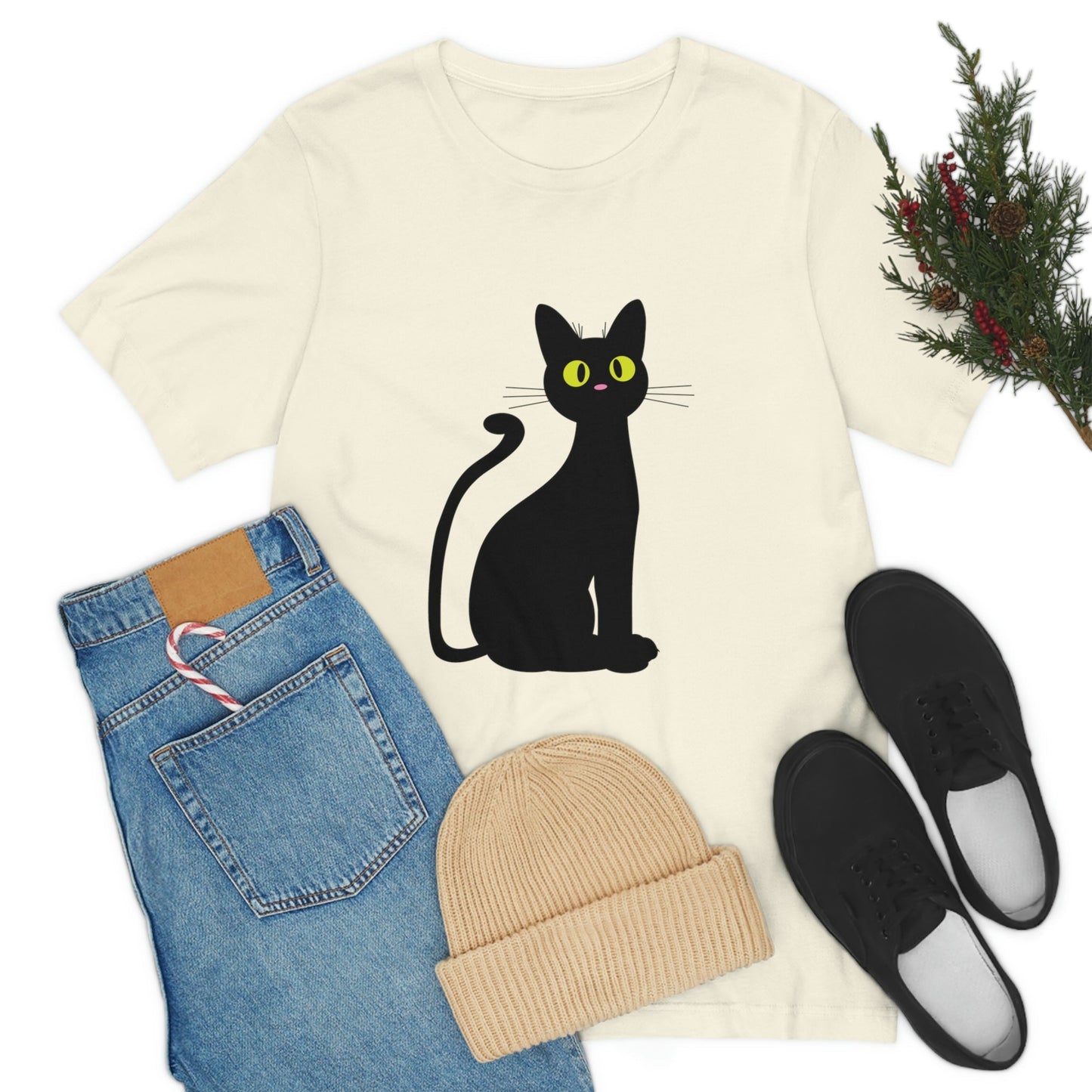 Funny Anime Black Cat Unisex Jersey Short Sleeve T-Shirt Ichaku [Perfect Gifts Selection]