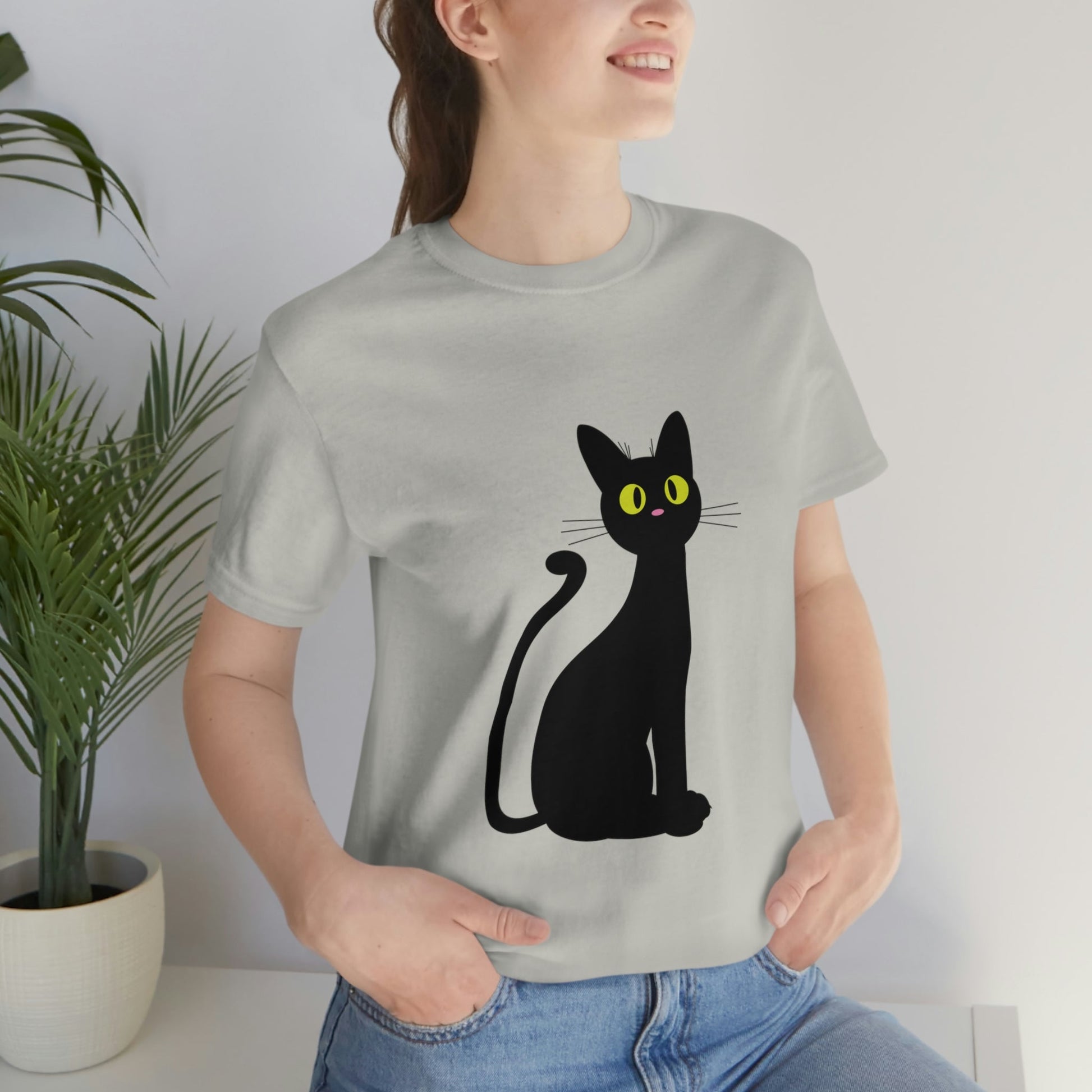 Funny Anime Black Cat Unisex Jersey Short Sleeve T-Shirt Ichaku [Perfect Gifts Selection]