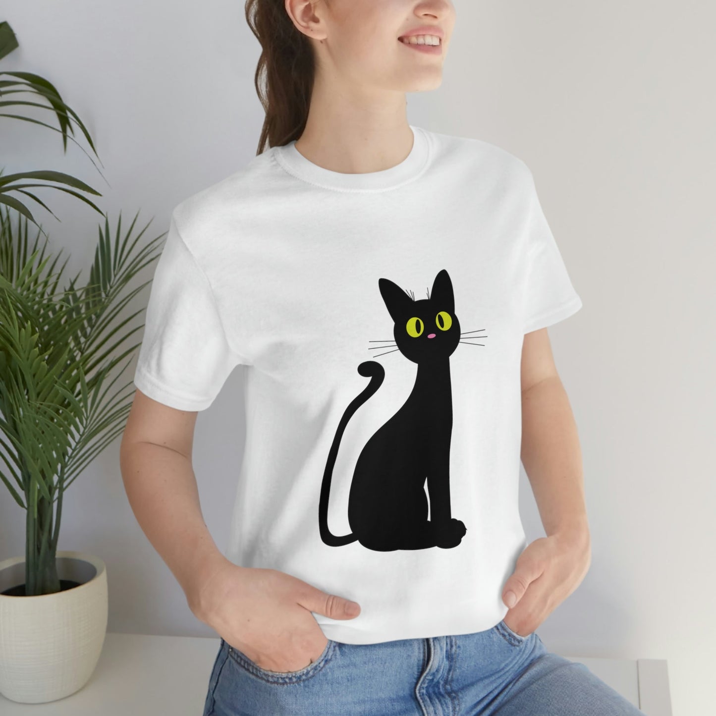 Funny Anime Black Cat Unisex Jersey Short Sleeve T-Shirt Ichaku [Perfect Gifts Selection]