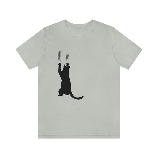 Funny Black Cat Silhouette Scratch Sharp Claws Unisex Jersey Short Sleeve T-Shirt Ichaku [Perfect Gifts Selection]