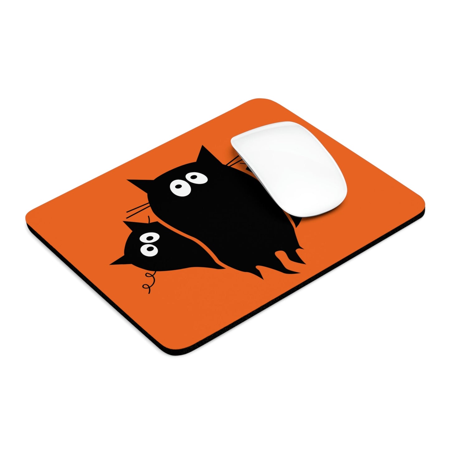 Funny Black Cats Lovers Watching Eyes Cartoon Halloween Meme Ergonomic Non-slip Creative Design Mouse Pad Ichaku [Perfect Gifts Selection]