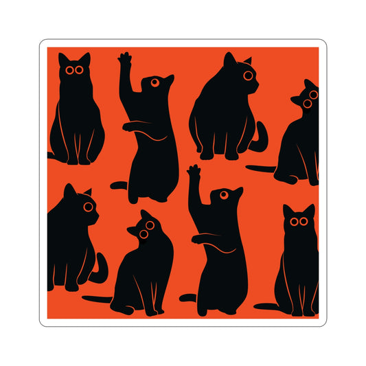 Funny Black Cats Watching Pattern Die-Cut Sticker Ichaku [Perfect Gifts Selection]