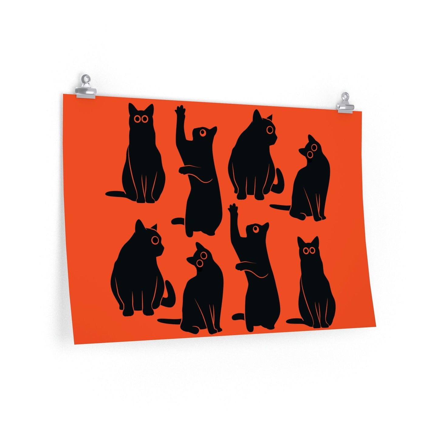 Funny Black Cats Watching Pattern Premium Matte Horizontal Posters Ichaku [Perfect Gifts Selection]