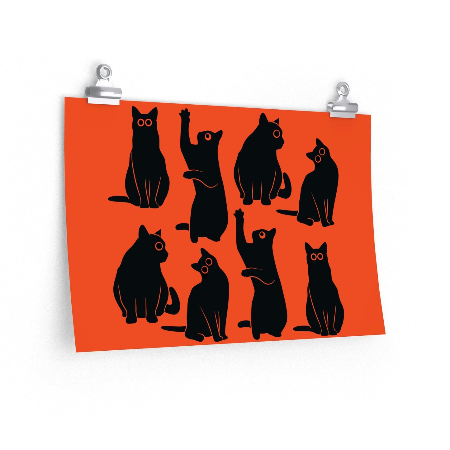 Funny Black Cats Watching Pattern Premium Matte Horizontal Posters Ichaku [Perfect Gifts Selection]