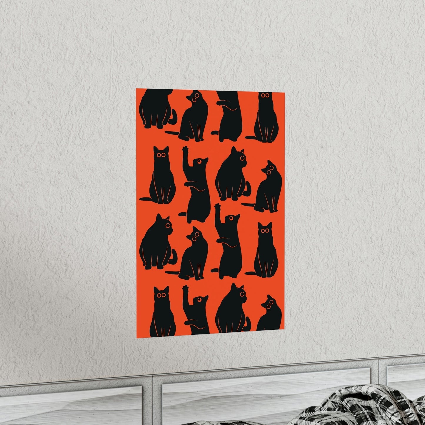 Funny Black Cats Watching Pattern Premium Matte Vertical Posters Ichaku [Perfect Gifts Selection]