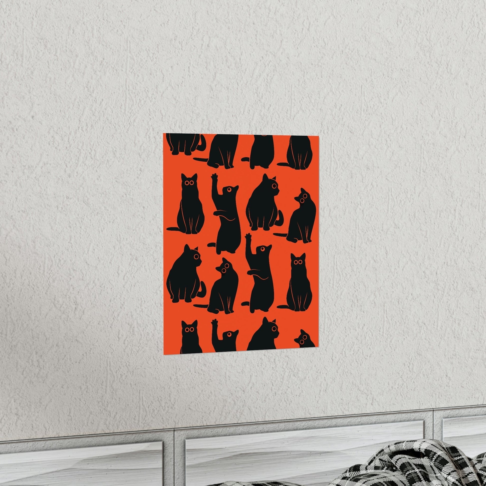 Funny Black Cats Watching Pattern Premium Matte Vertical Posters Ichaku [Perfect Gifts Selection]