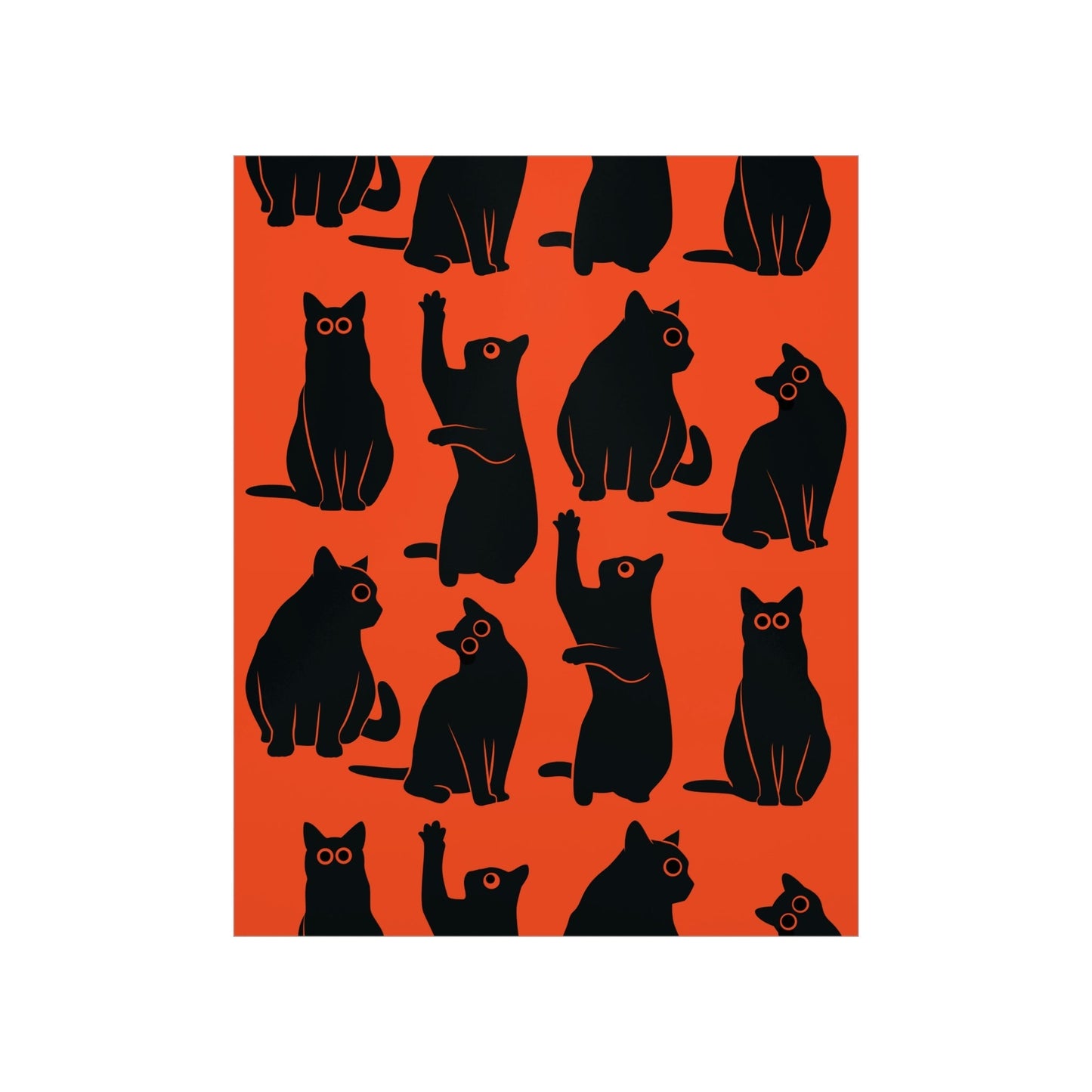 Funny Black Cats Watching Pattern Premium Matte Vertical Posters Ichaku [Perfect Gifts Selection]