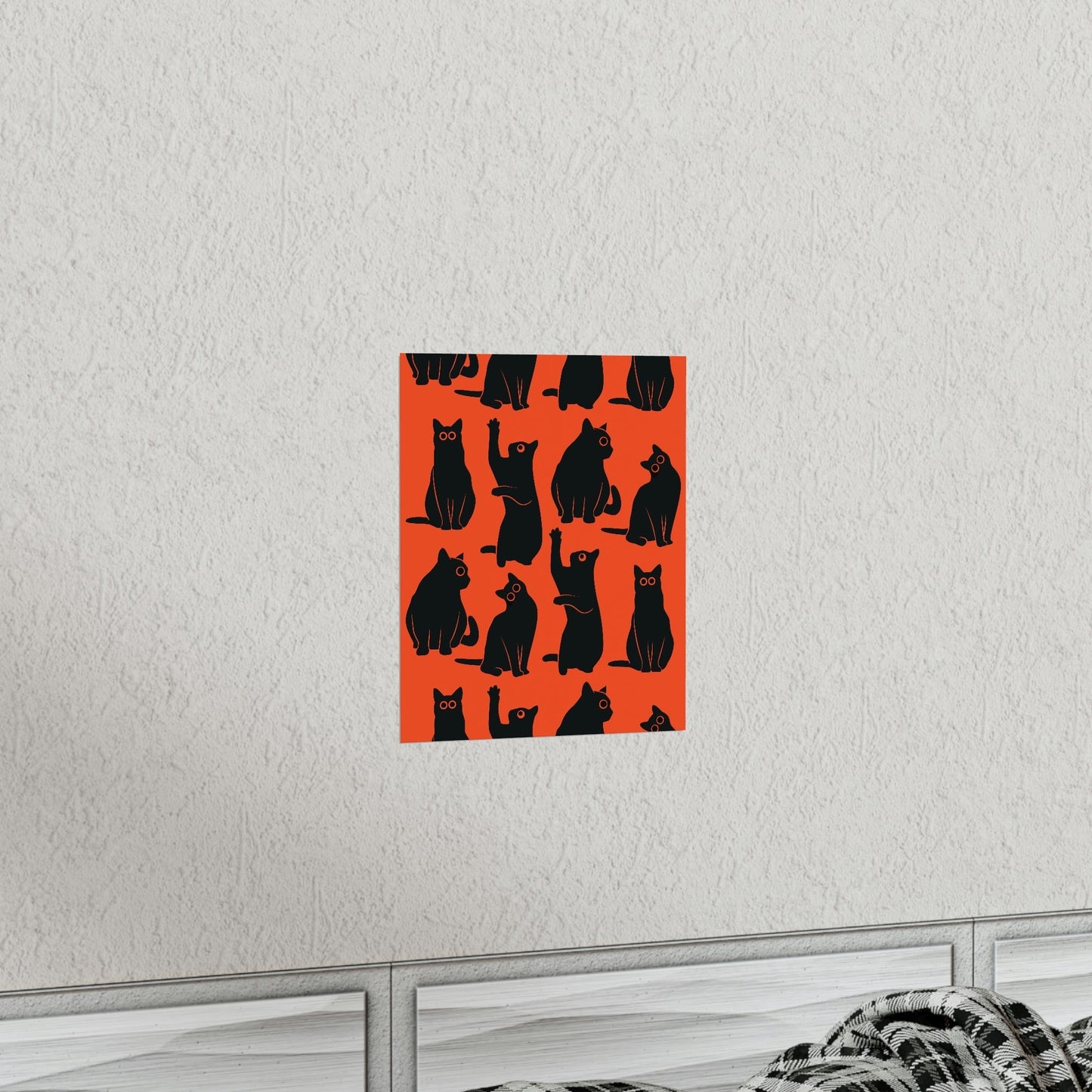 Funny Black Cats Watching Pattern Premium Matte Vertical Posters Ichaku [Perfect Gifts Selection]