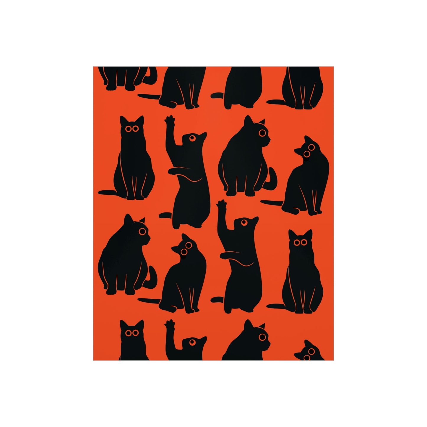 Funny Black Cats Watching Pattern Premium Matte Vertical Posters Ichaku [Perfect Gifts Selection]