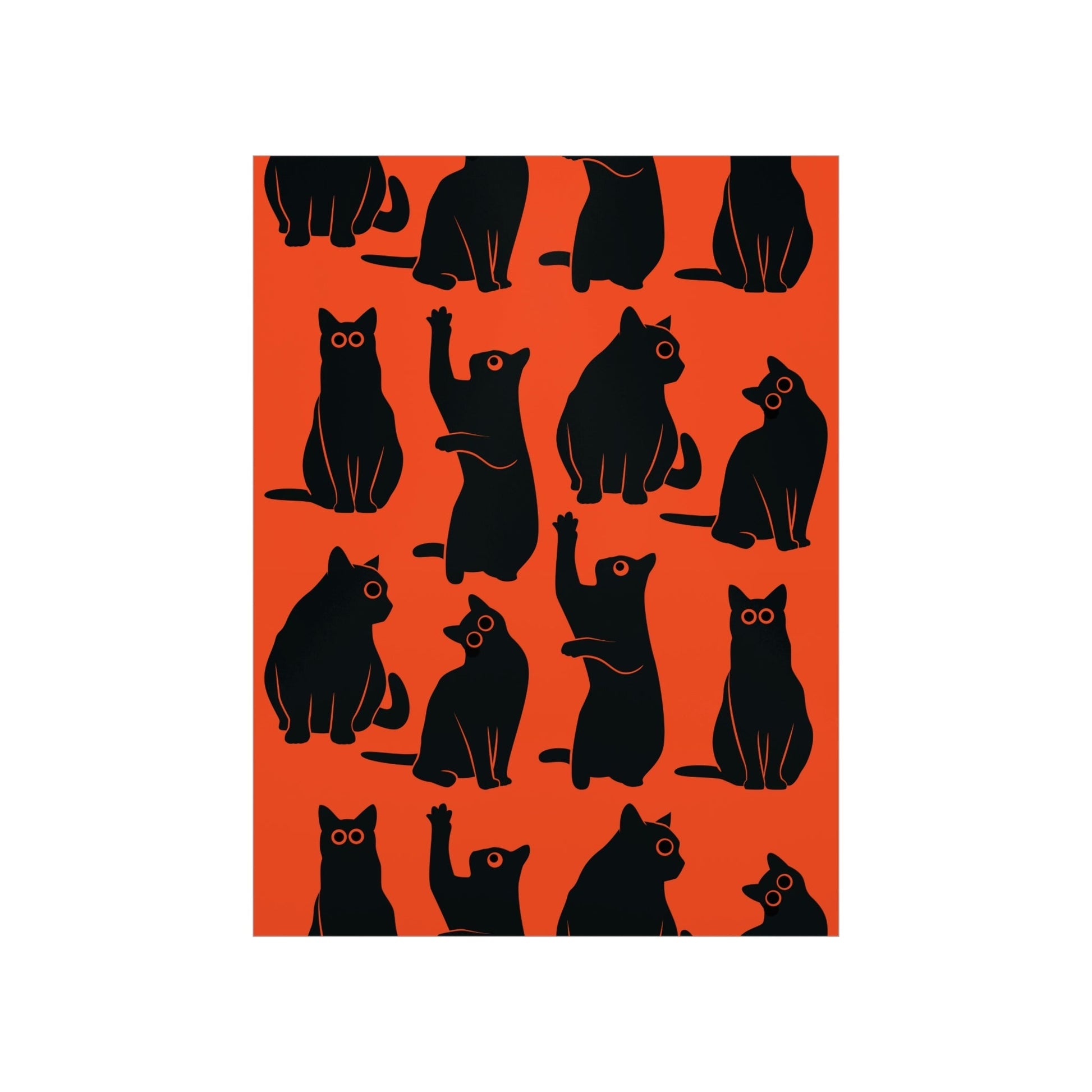 Funny Black Cats Watching Pattern Premium Matte Vertical Posters Ichaku [Perfect Gifts Selection]