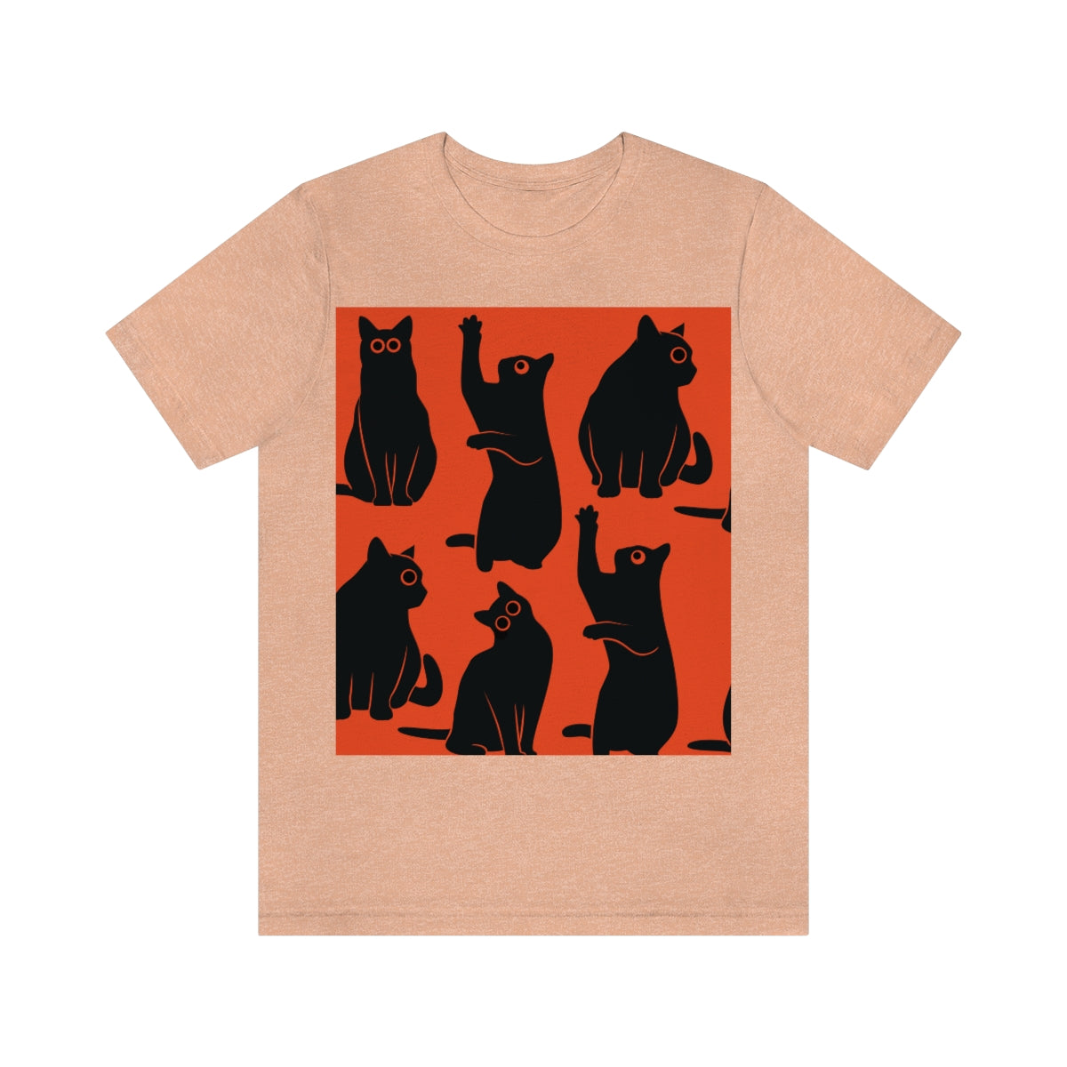 Funny Black Cats Watching Pattern Unisex Jersey Short Sleeve T-Shirt Ichaku [Perfect Gifts Selection]