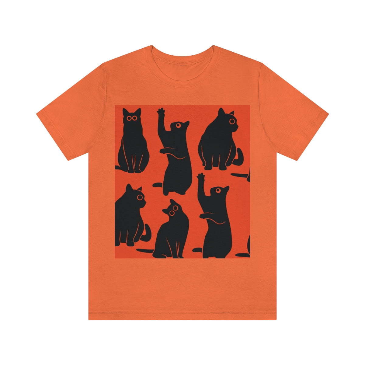 Funny Black Cats Watching Pattern Unisex Jersey Short Sleeve T-Shirt Ichaku [Perfect Gifts Selection]