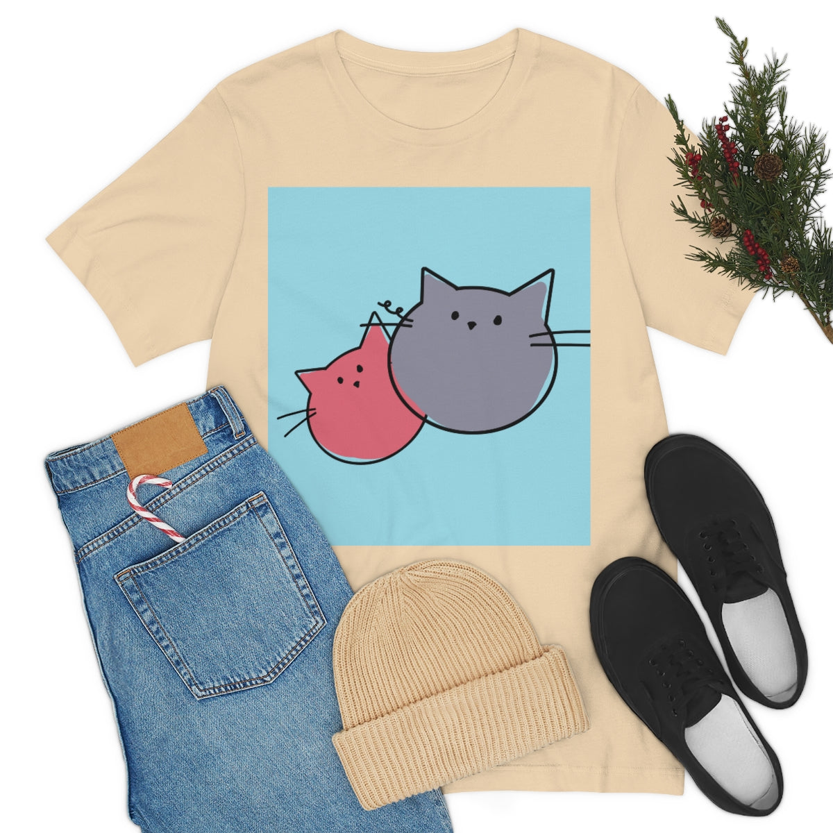 Funny Cartoon Cats Anime Meme Kawaii Unisex Jersey Short Sleeve T-Shirt Ichaku [Perfect Gifts Selection]