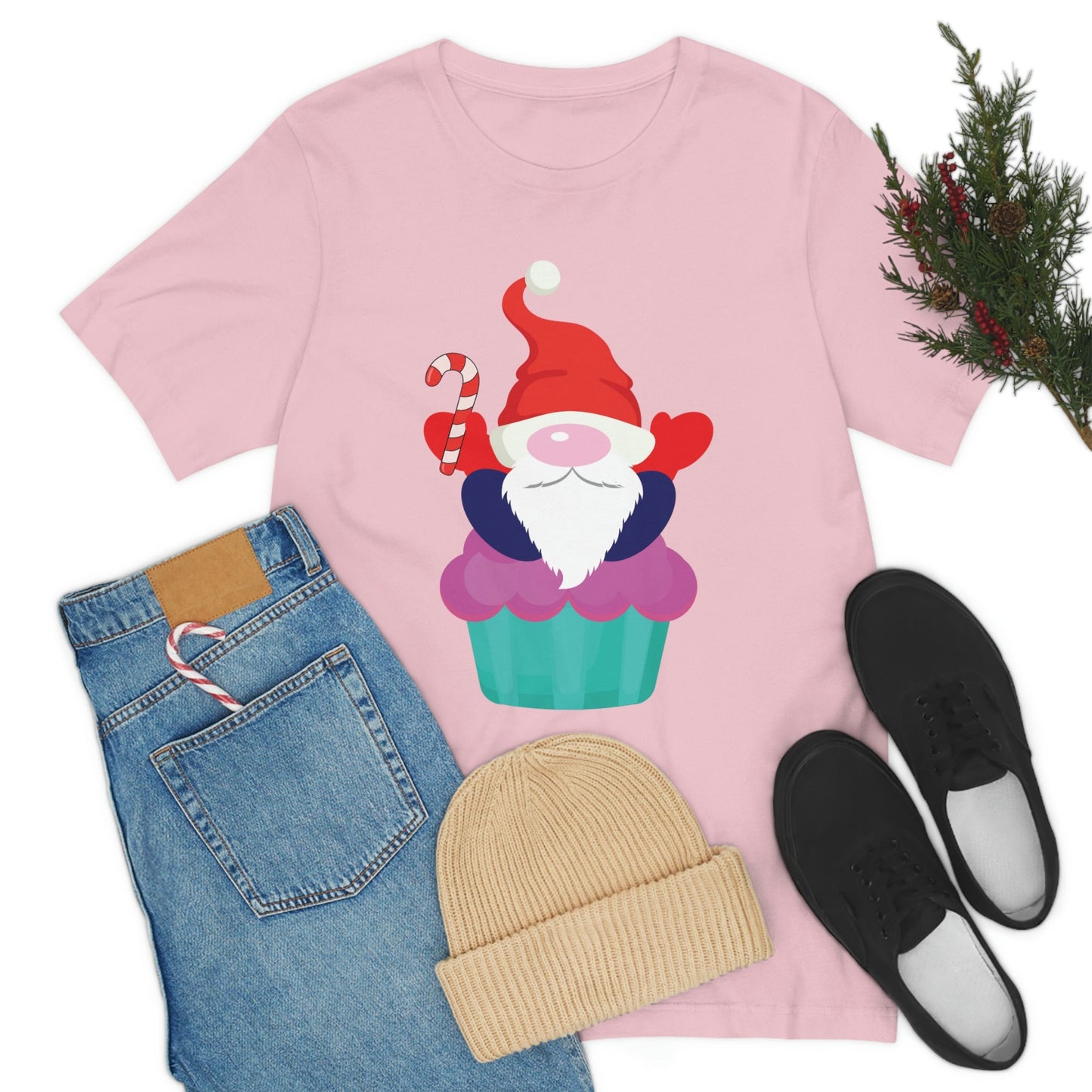 Funny Cartoon Santa Portrait Cake Unisex Jersey Short Sleeve T-Shirt Ichaku [Perfect Gifts Selection]