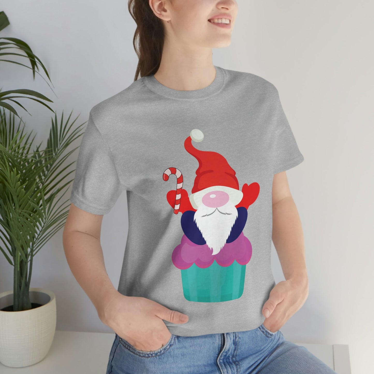 Funny Cartoon Santa Portrait Cake Unisex Jersey Short Sleeve T-Shirt Ichaku [Perfect Gifts Selection]