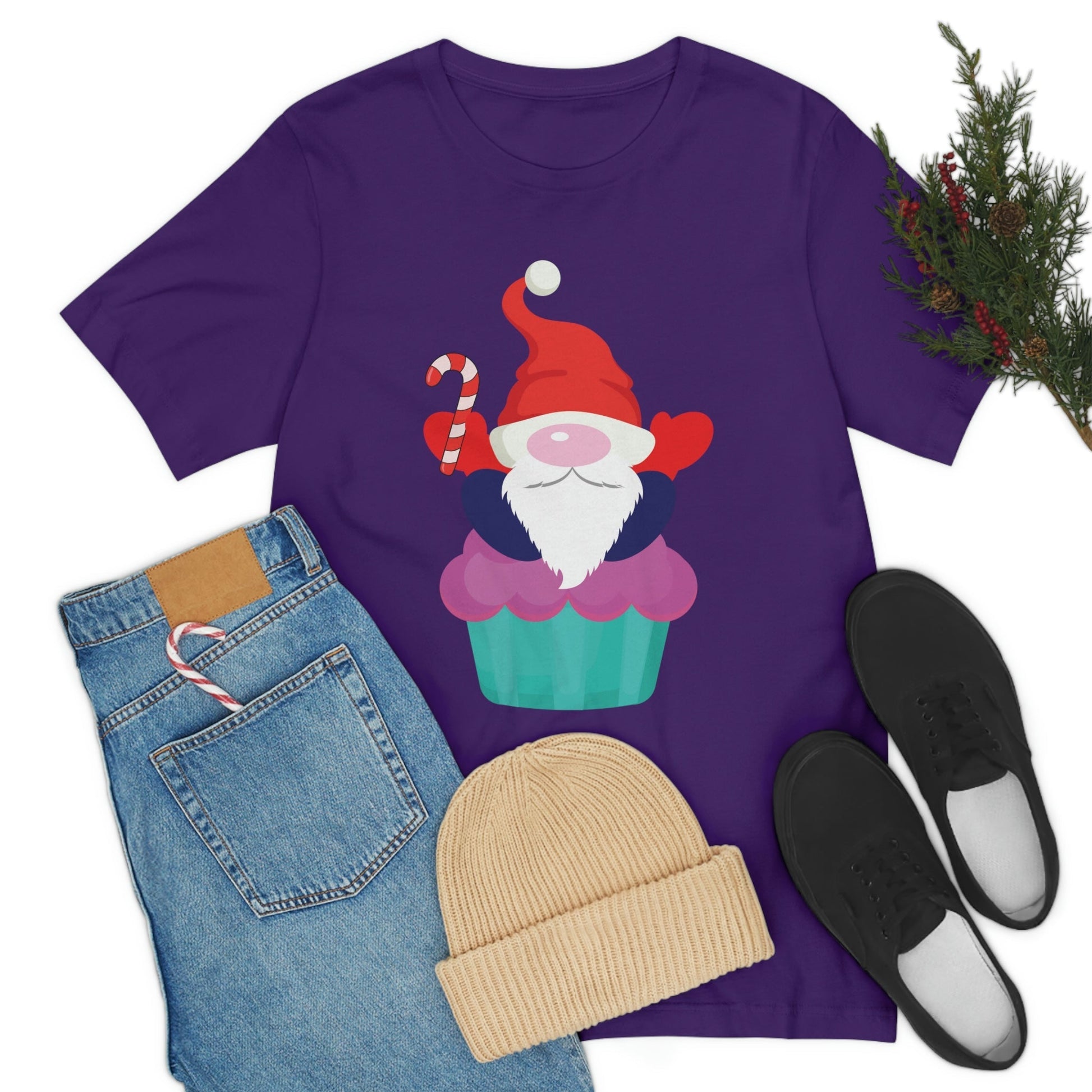 Funny Cartoon Santa Portrait Cake Unisex Jersey Short Sleeve T-Shirt Ichaku [Perfect Gifts Selection]