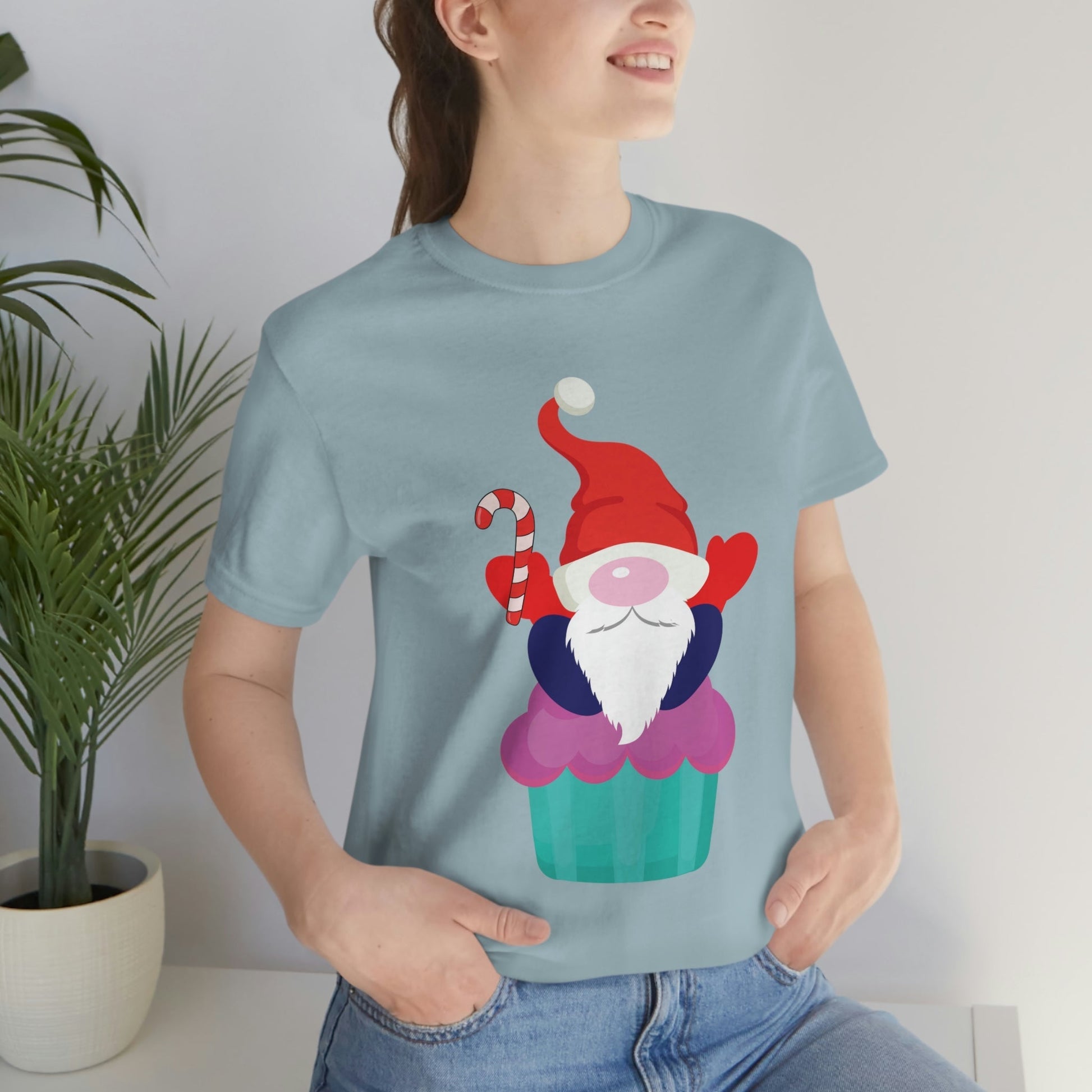 Funny Cartoon Santa Portrait Cake Unisex Jersey Short Sleeve T-Shirt Ichaku [Perfect Gifts Selection]