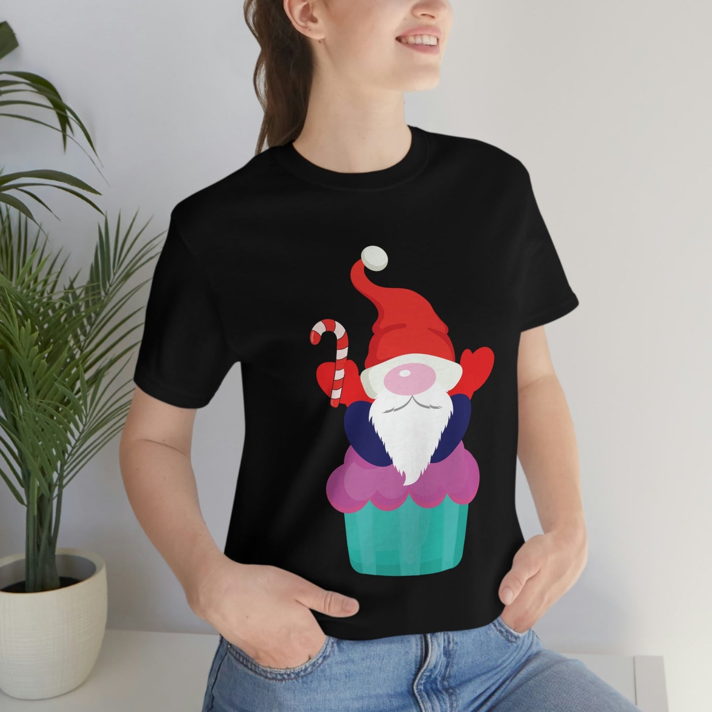 Funny Cartoon Santa Portrait Cake Unisex Jersey Short Sleeve T-Shirt Ichaku [Perfect Gifts Selection]