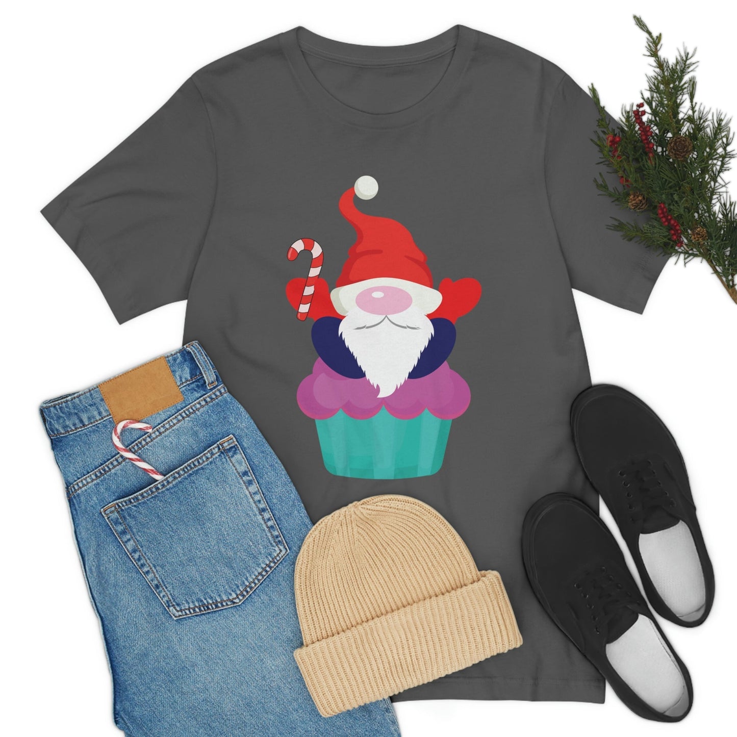 Funny Cartoon Santa Portrait Cake Unisex Jersey Short Sleeve T-Shirt Ichaku [Perfect Gifts Selection]