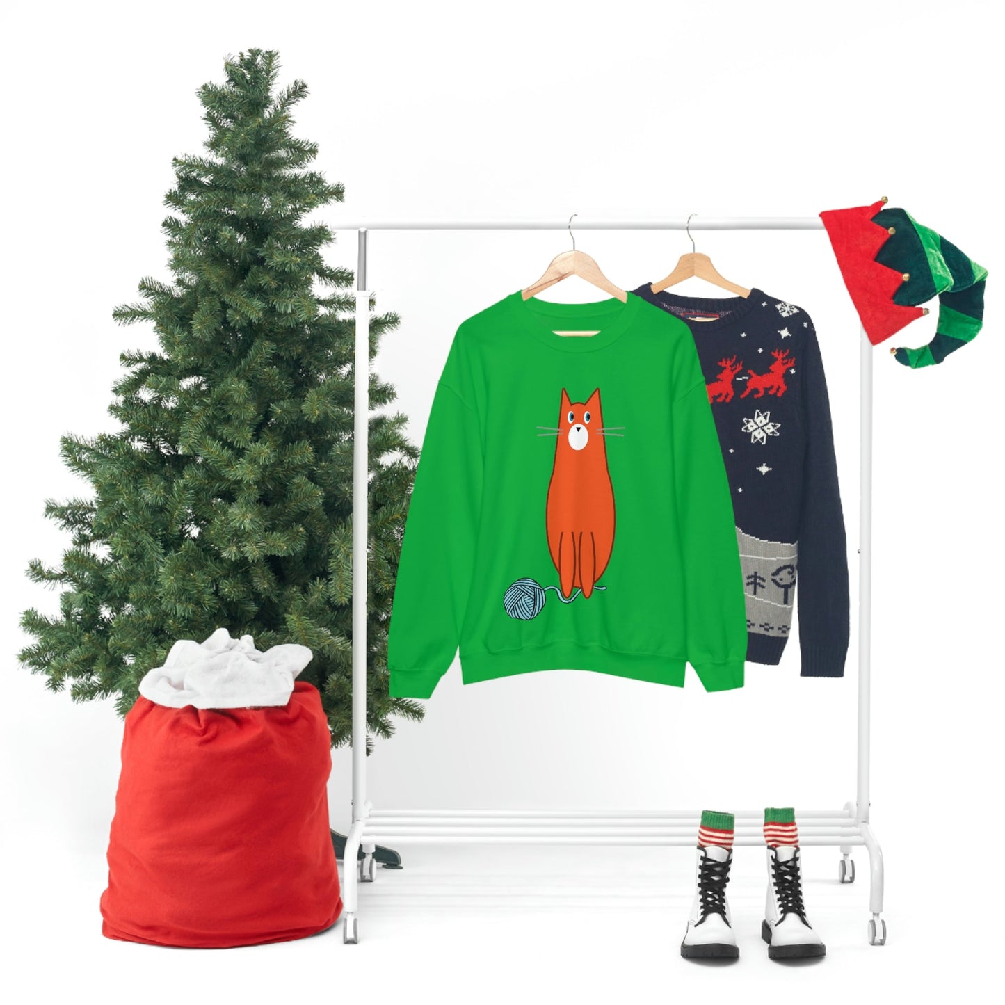 Funny Cat Crochet Assistant Unisex Heavy Blend™ Crewneck Sweatshirt Ichaku [Perfect Gifts Selection]