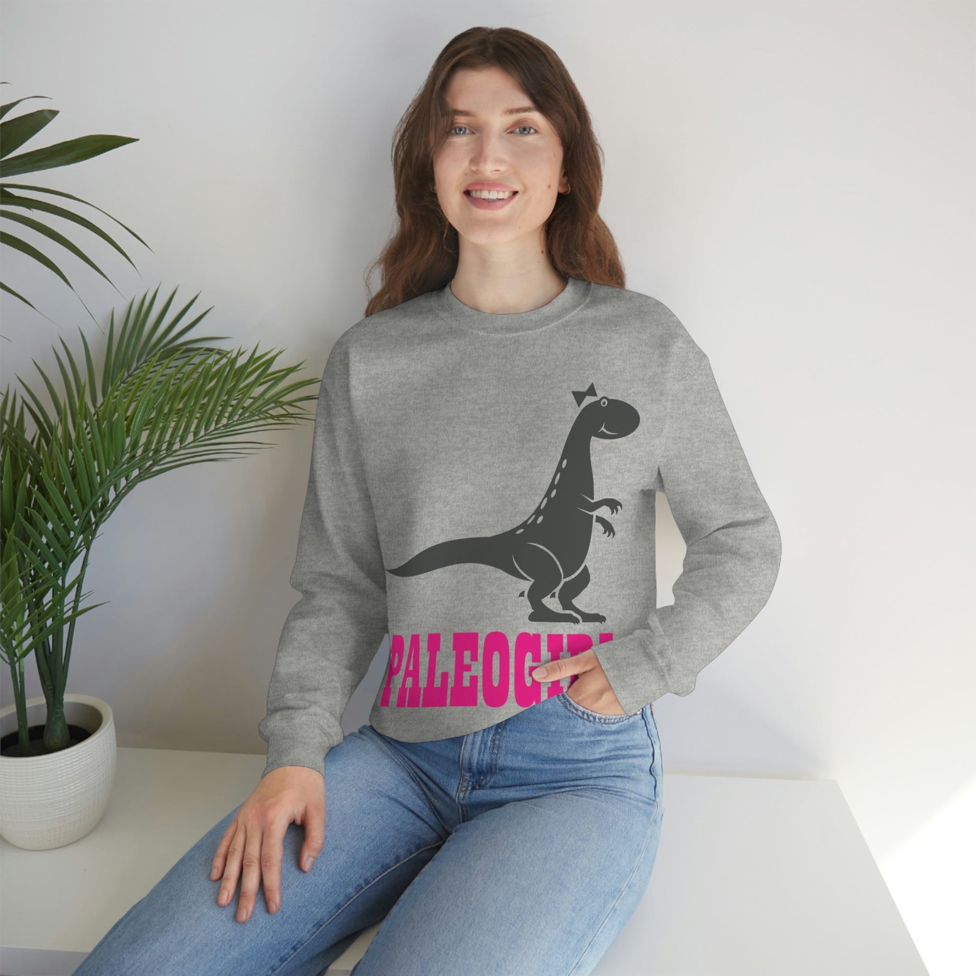 Funny T-Rex Paleontologist Girl, Professional Humor Unisex Heavy Blend™ Crewneck Sweatshirt Ichaku [Perfect Gifts Selection]