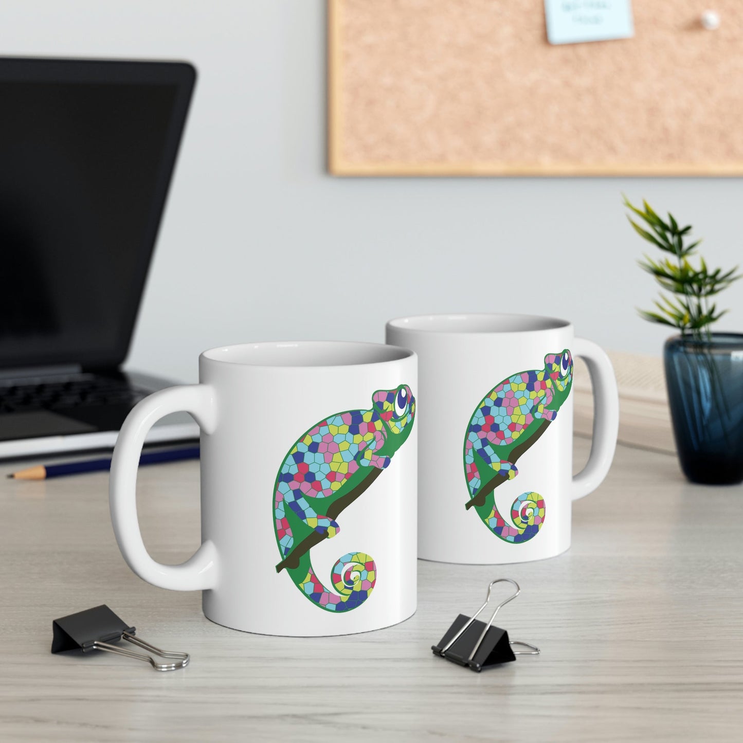 Gecko Iguana Chameleon Lizard Reptile Mozaic Ceramic Mug 11oz Ichaku [Perfect Gifts Selection]