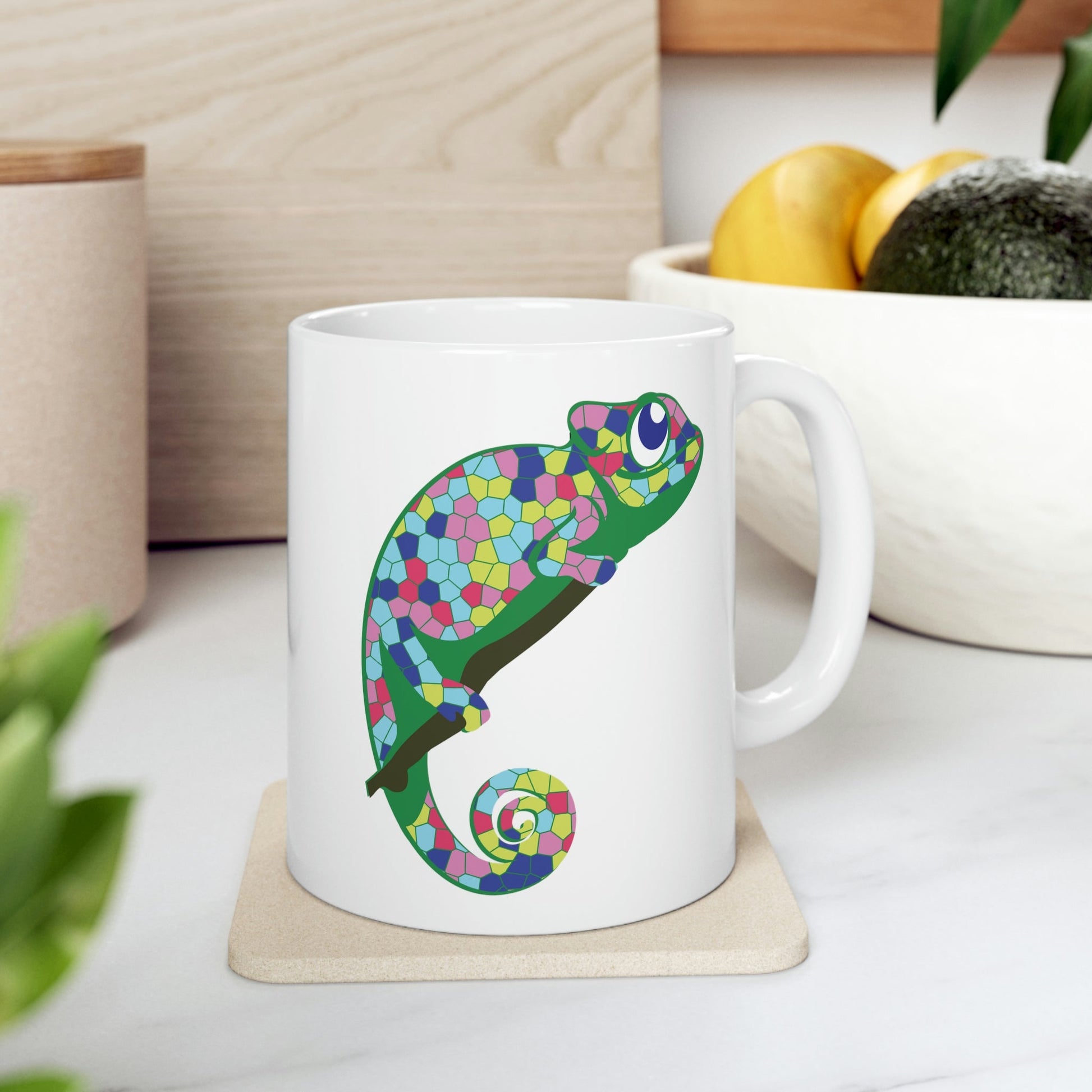 Gecko Iguana Chameleon Lizard Reptile Mozaic Ceramic Mug 11oz Ichaku [Perfect Gifts Selection]