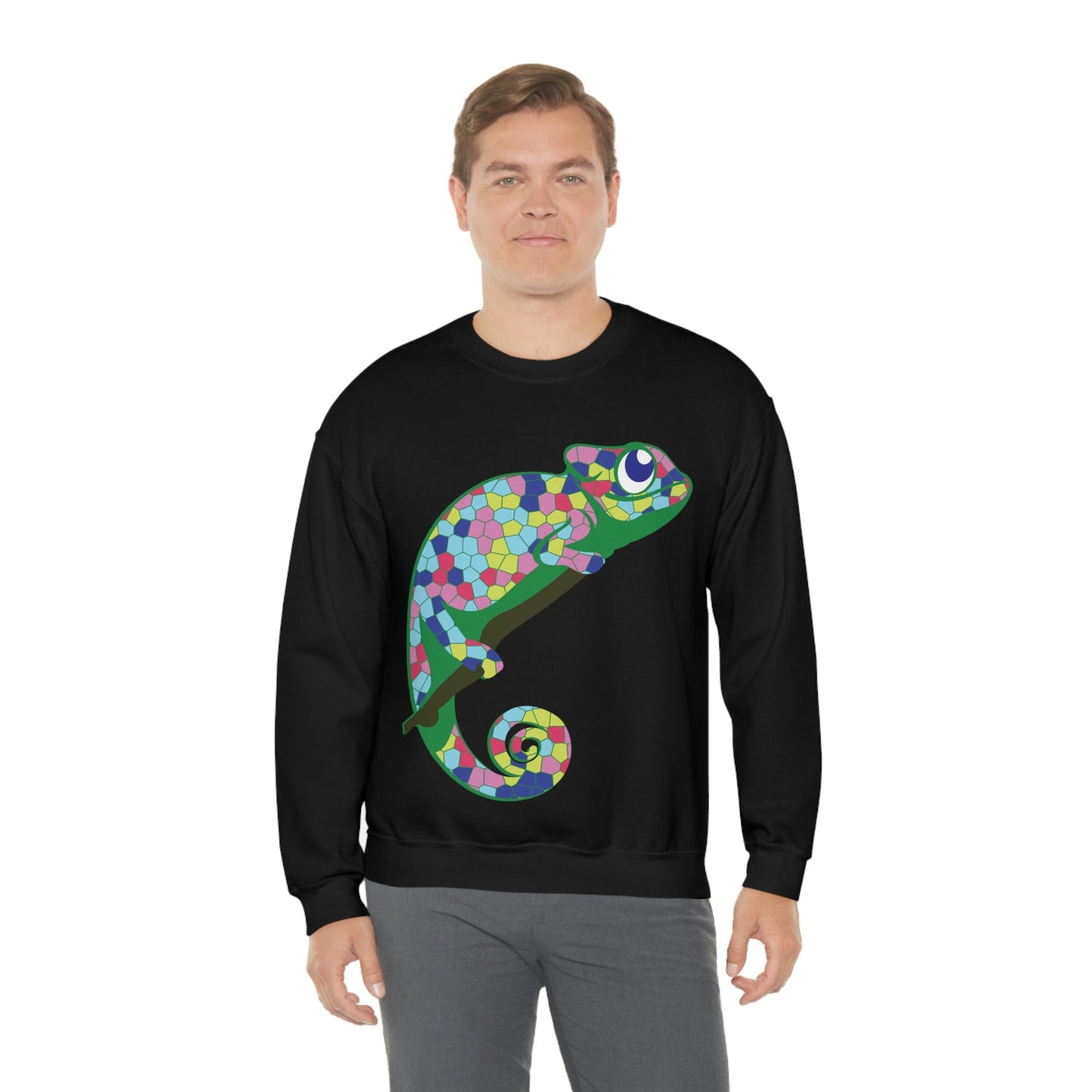 Gecko Iguana Chameleon Lizard Reptile Mozaic Unisex Heavy Blend™ Crewneck Sweatshirt Ichaku [Perfect Gifts Selection]