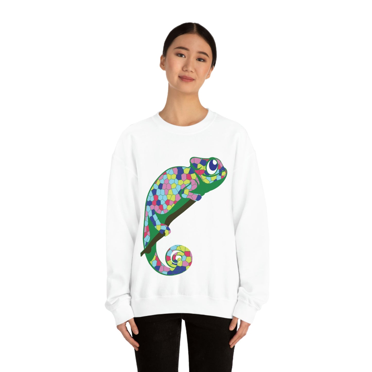 Gecko Iguana Chameleon Lizard Reptile Mozaic Unisex Heavy Blend™ Crewneck Sweatshirt Ichaku [Perfect Gifts Selection]