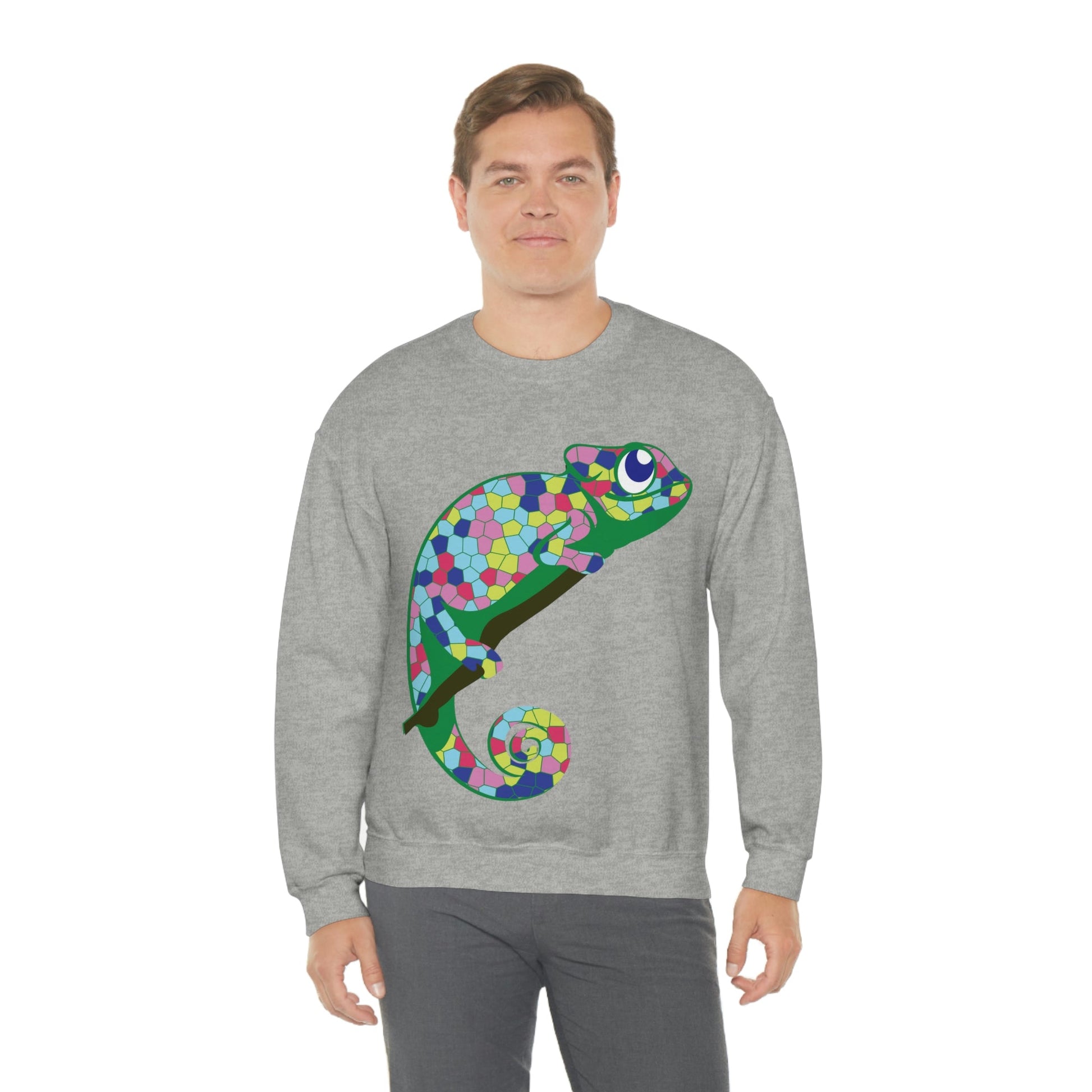 Gecko Iguana Chameleon Lizard Reptile Mozaic Unisex Heavy Blend™ Crewneck Sweatshirt Ichaku [Perfect Gifts Selection]