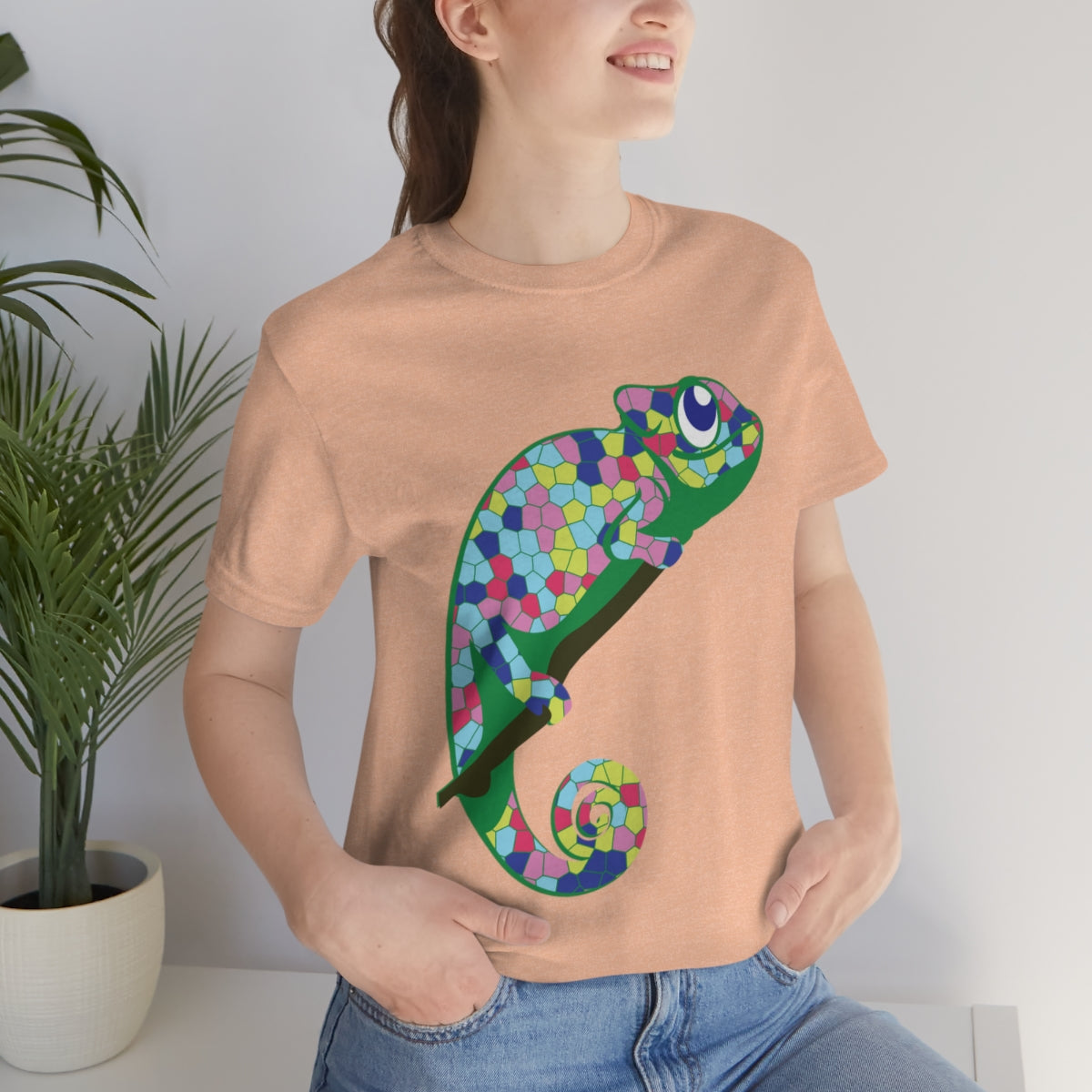 Gecko Iguana Chameleon Lizard Reptile Mozaic Unisex Jersey Short Sleeve T-Shirt Ichaku [Perfect Gifts Selection]