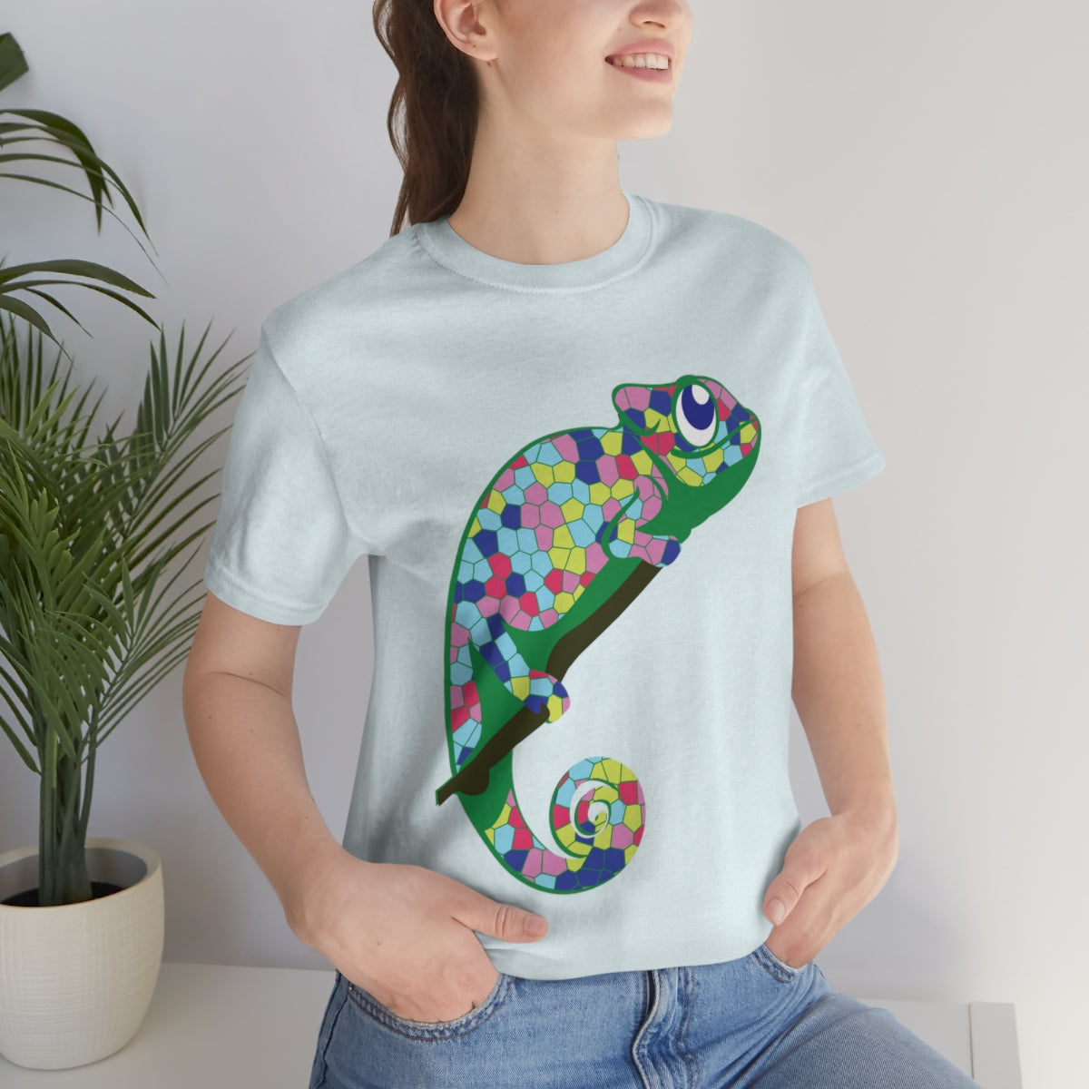 Gecko Iguana Chameleon Lizard Reptile Mozaic Unisex Jersey Short Sleeve T-Shirt Ichaku [Perfect Gifts Selection]