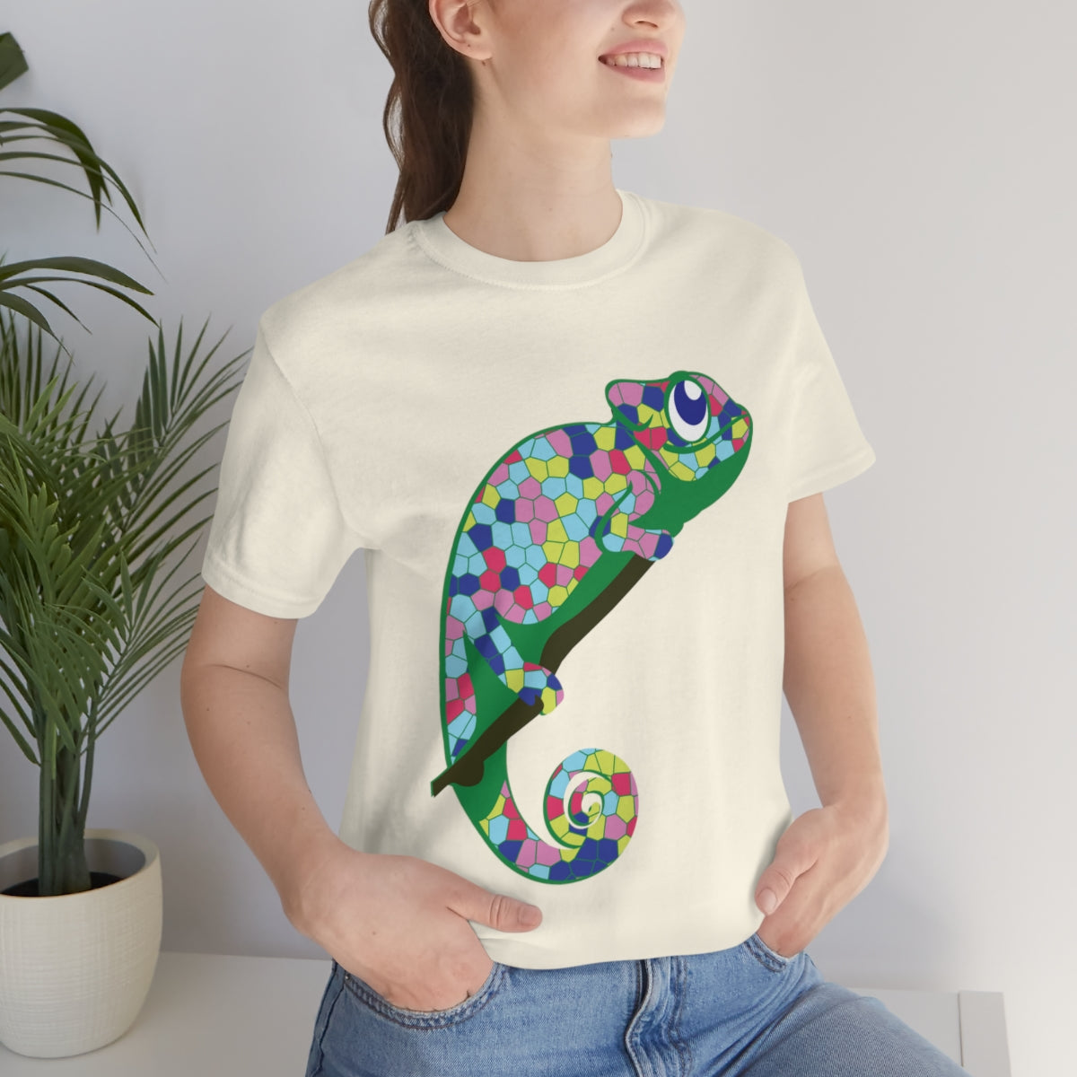 Gecko Iguana Chameleon Lizard Reptile Mozaic Unisex Jersey Short Sleeve T-Shirt Ichaku [Perfect Gifts Selection]