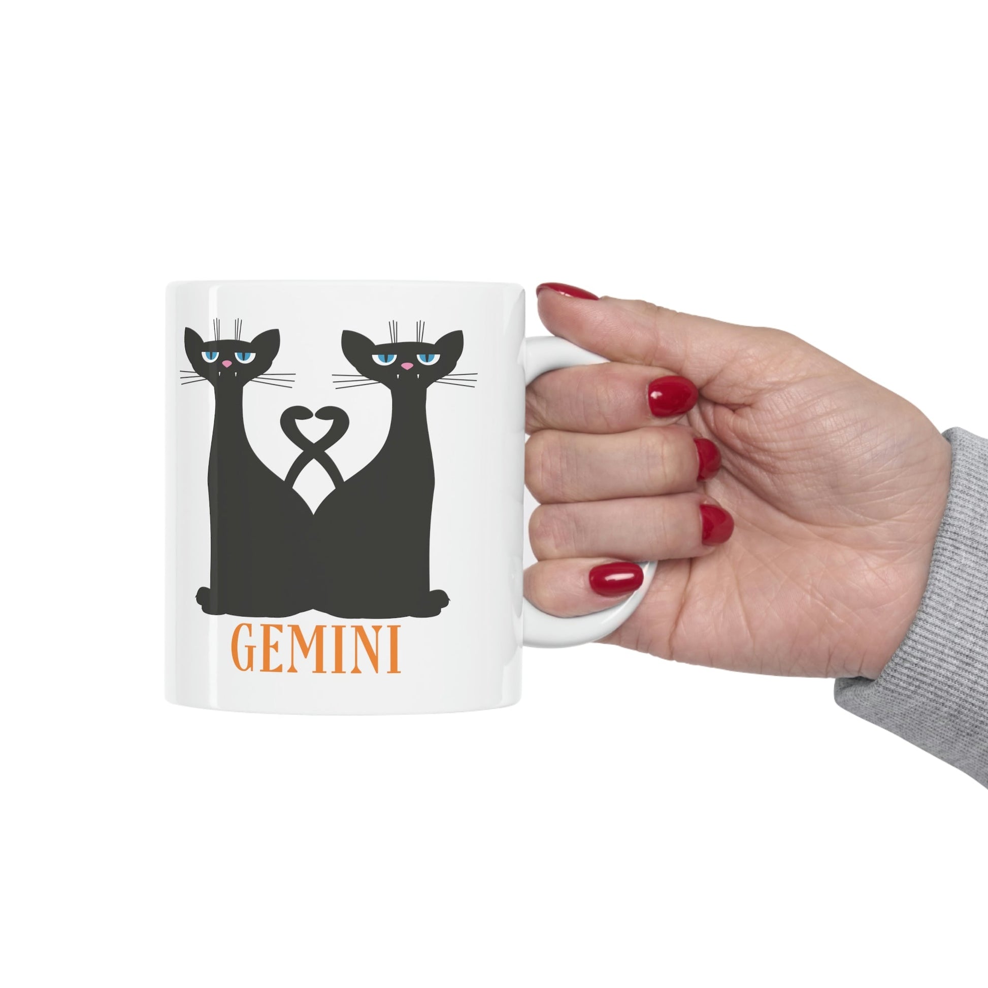 Gemini Cat Zodiac Sign Ceramic Mug 11oz Ichaku [Perfect Gifts Selection]